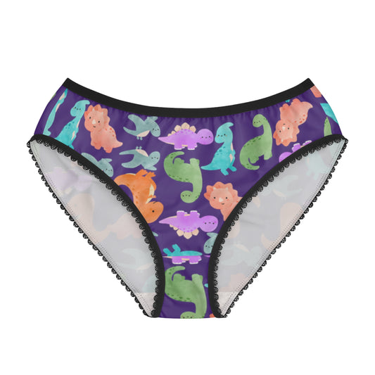 Colorful Womens Briefs with Fun Animal Patterns Cute Underwear AOP Lingerie Gifts for Her Comfortable Daily Wear Rainbow Dinos Purple