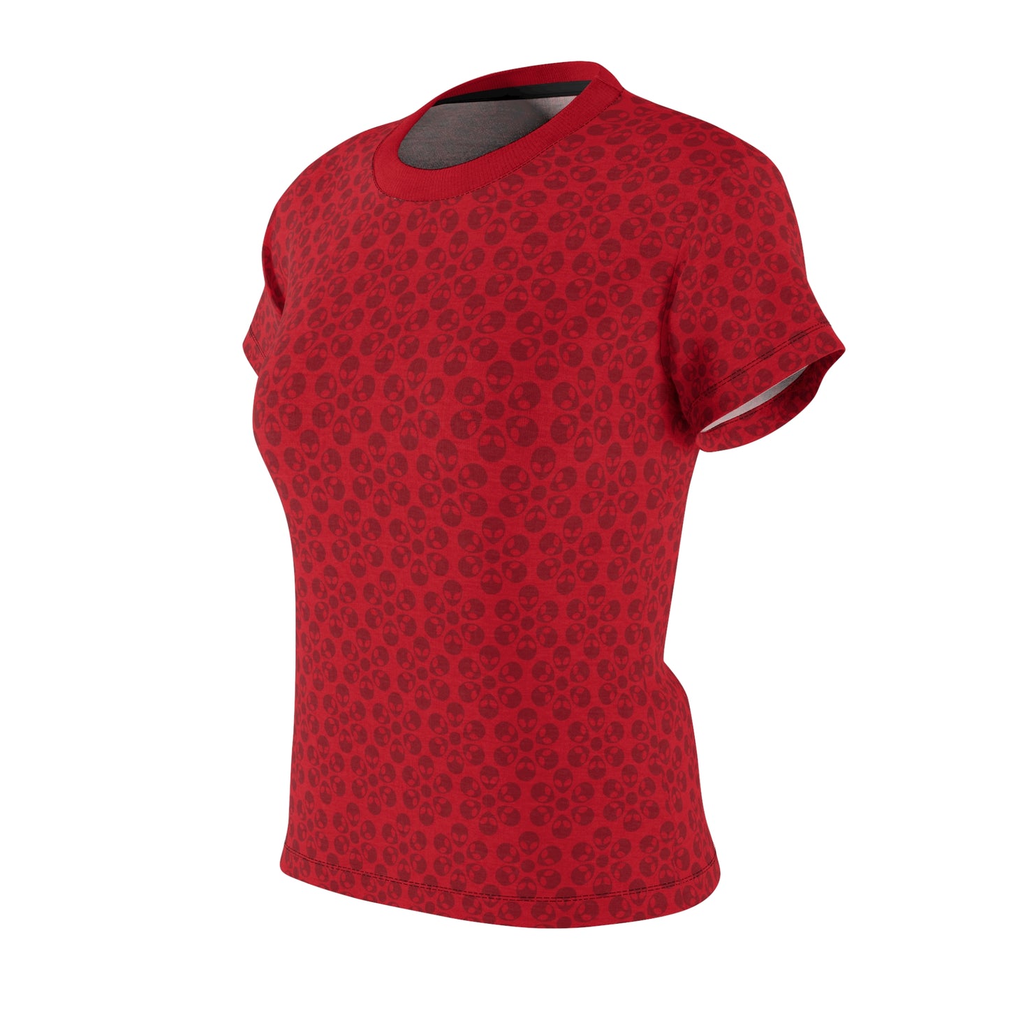 Stylish Womens Floral Tee  Casual Trendy Summer Fashion Gift for Her Short Sleeve Top Alien Flowers Dark Red