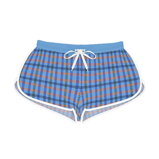 Cozy Casual Womens Shorts  Perfect for Summer Days Lounging Beach or Sleepwear AOP Plaid Design Train Tracks Light Blue