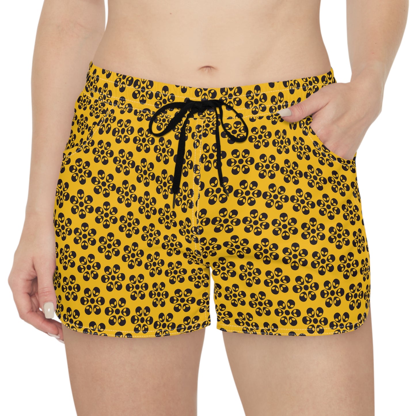 Alien Floral Casual Shorts - Yellow