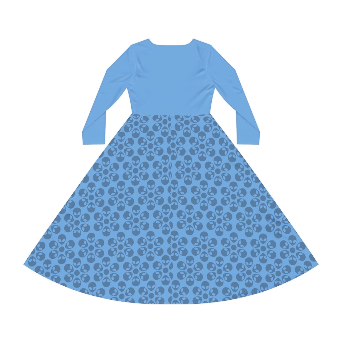 Womens Long Sleeve Dance Dress Alien Flowers Light Blue