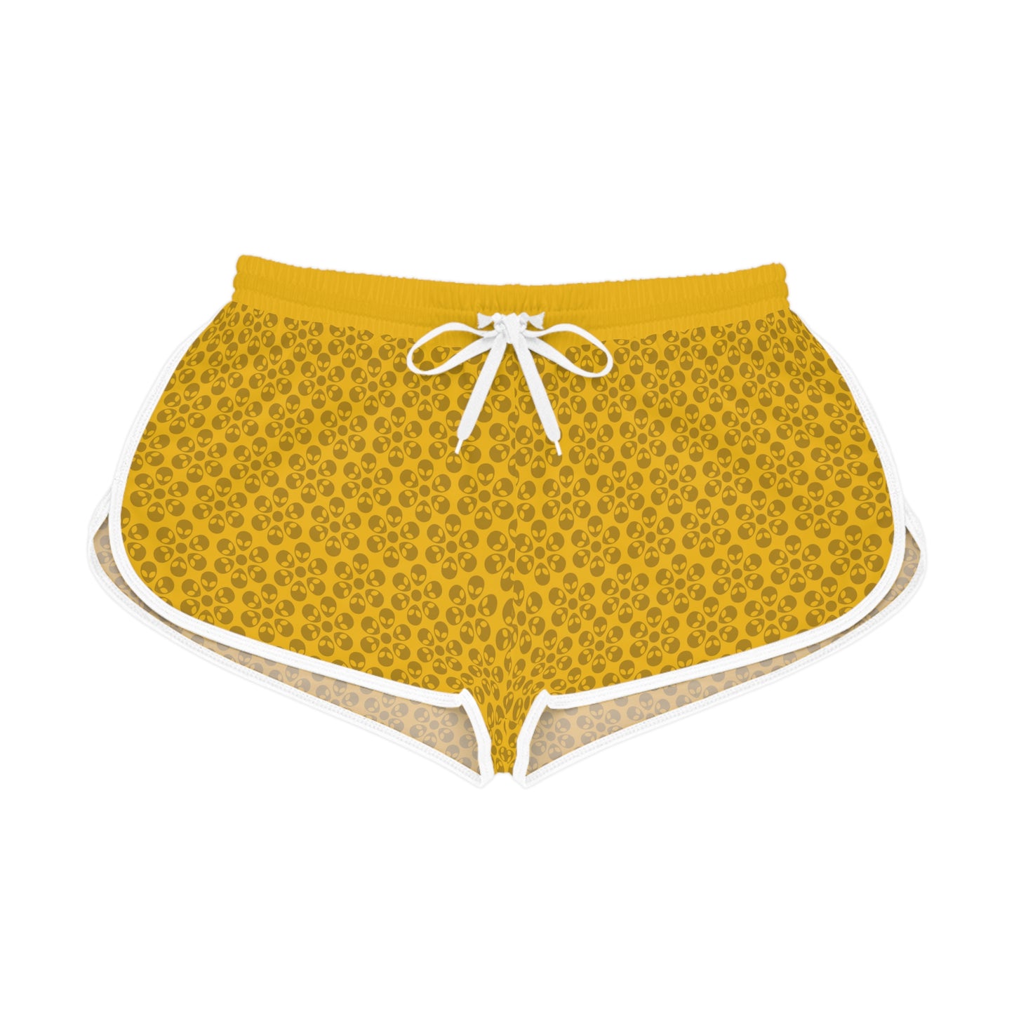 Womens Relaxed Shorts  Alien Flowers Yellow