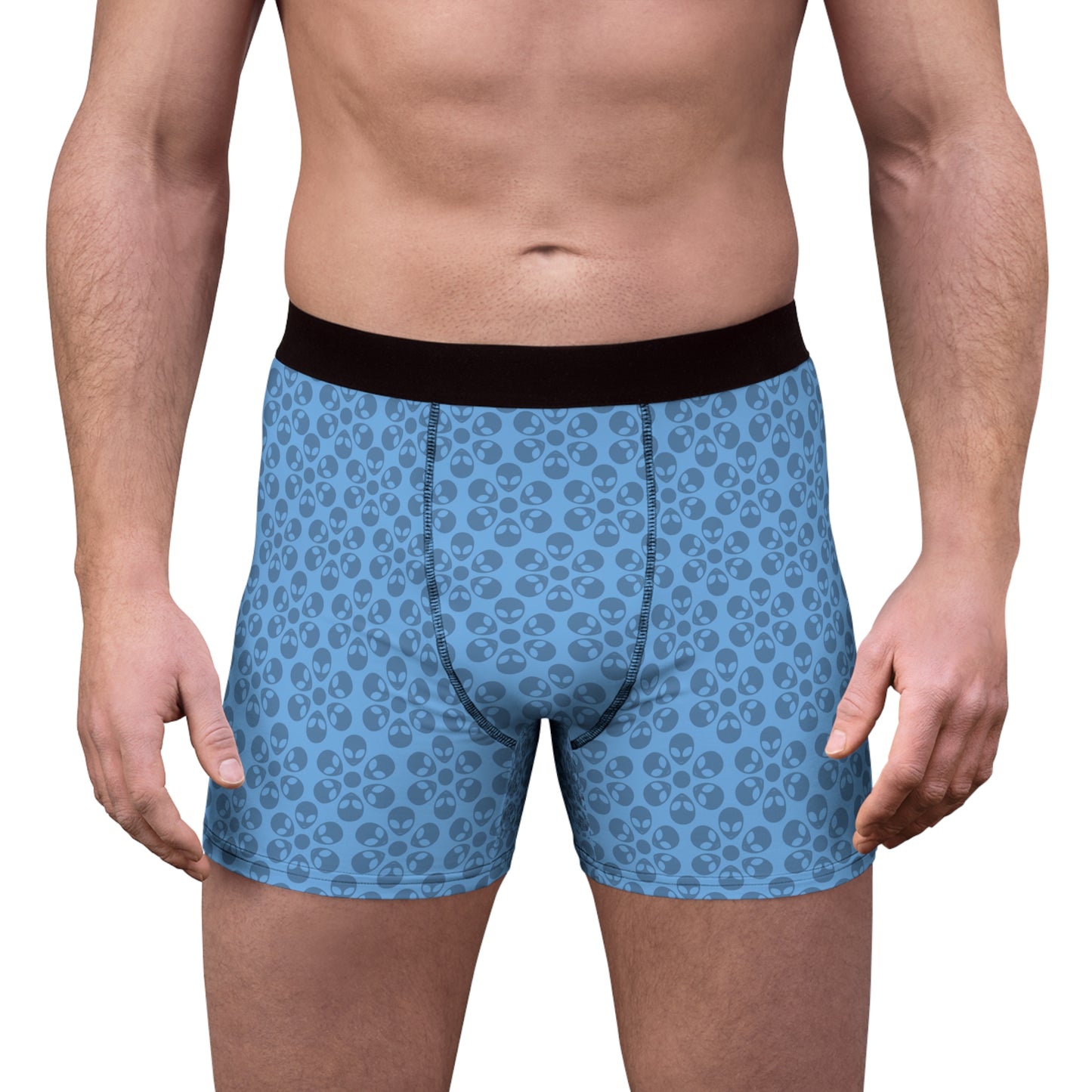 Mens Boxer Briefs  Alien Flowers Light Blue