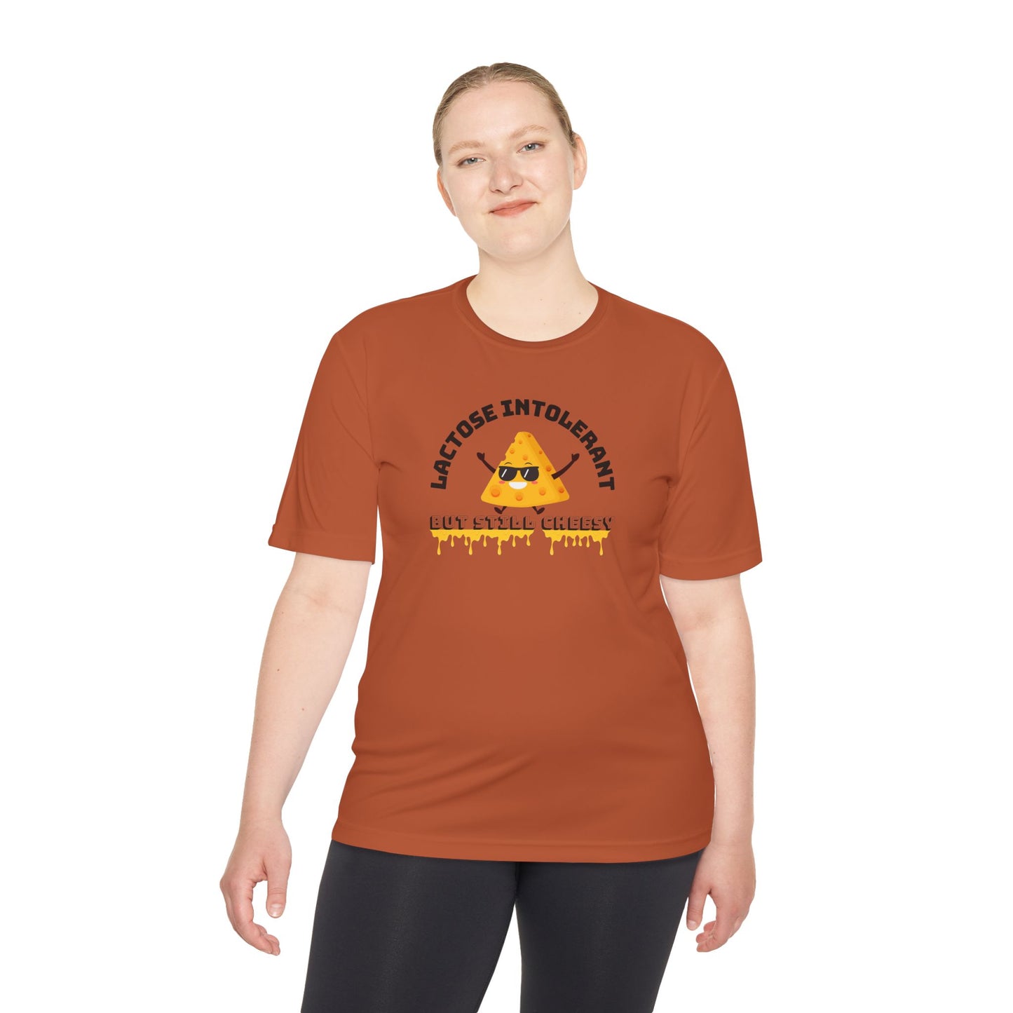 Lactose Intolerant But Still Cheesy Tee - Fun Unisex Moisture Wicking T-Shirt for Foodies, Great for Birthdays, Gifting, and Casual [...]