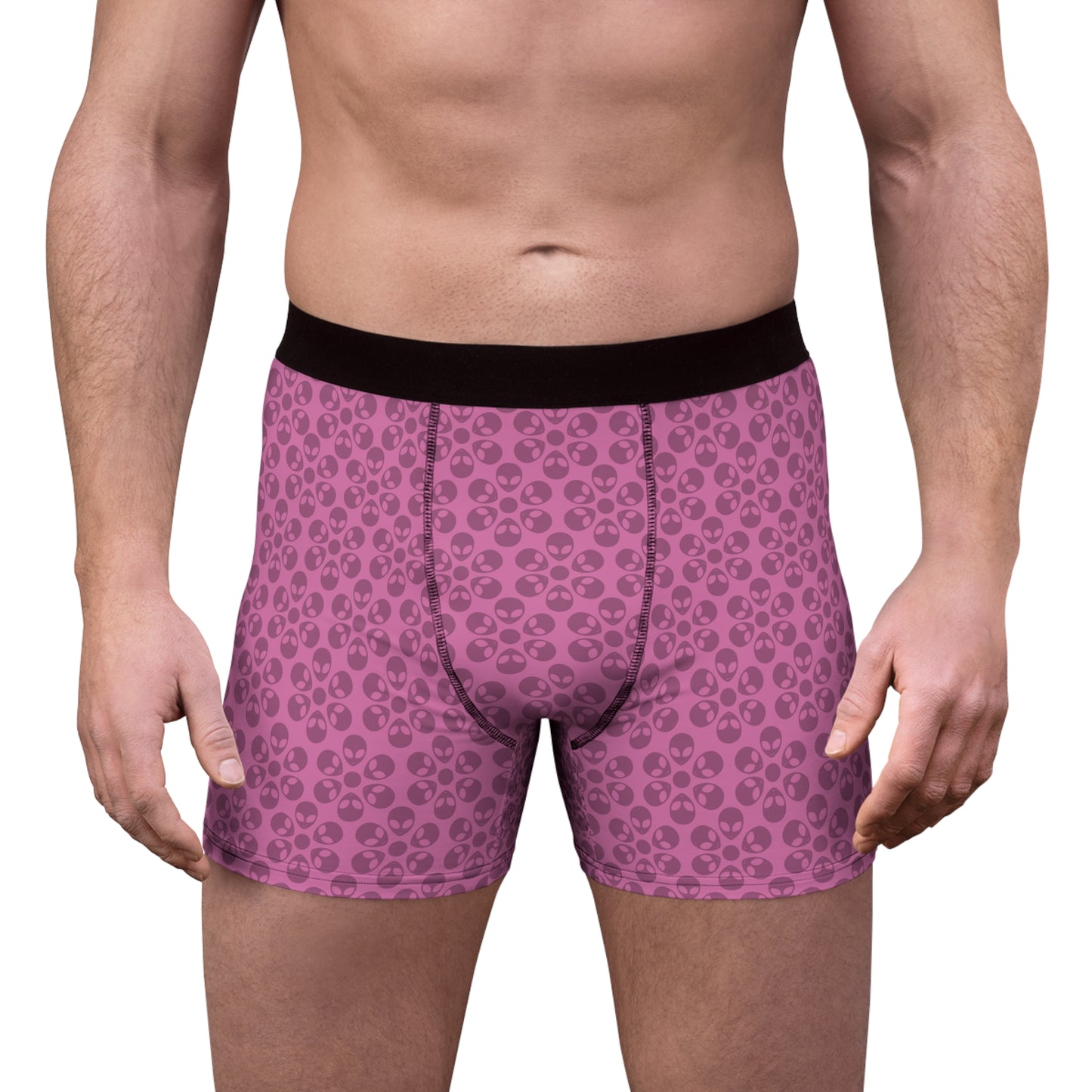 Mens Boxer Briefs  Alien Flowers Light Pink