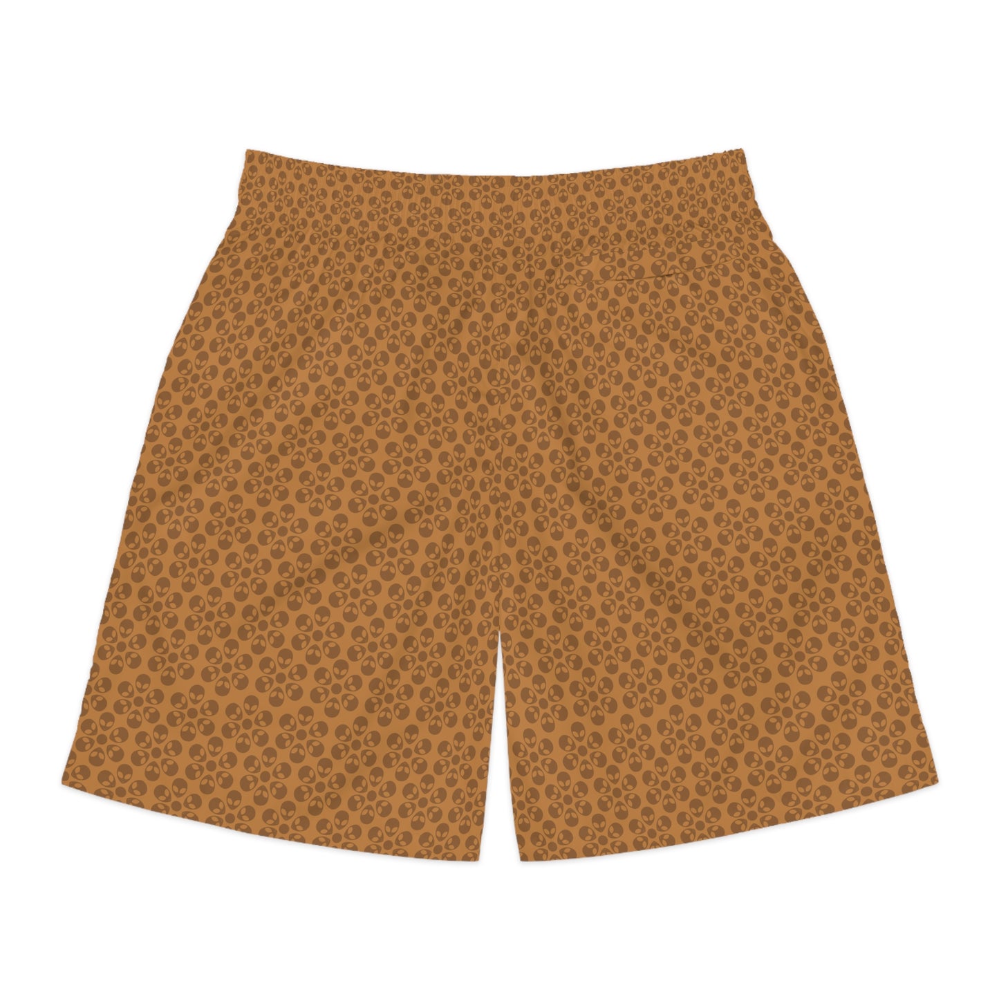 Mens Jogger Shorts  Alien Flowers Light Brown