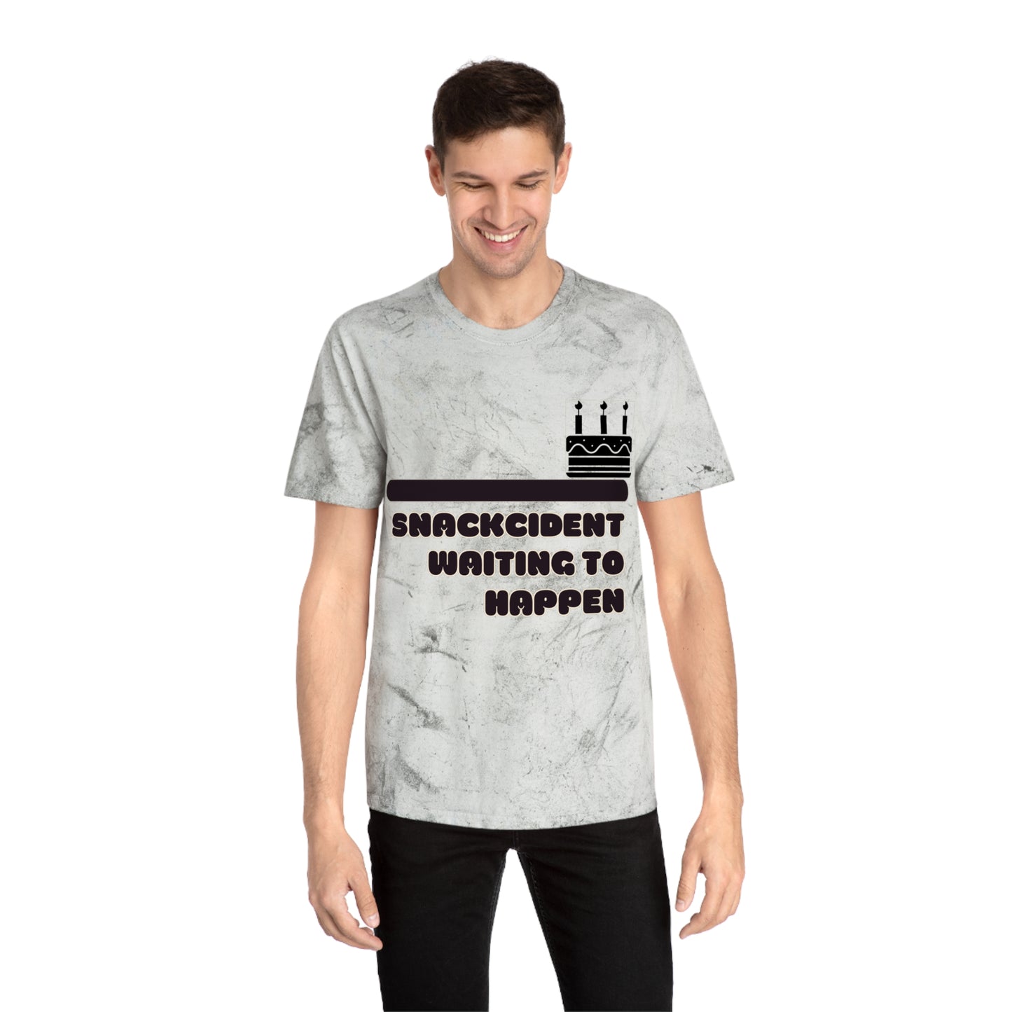 Colorful Humor T-Shirt, Funny Snackcident Shirt, Birthday Gift, Casual Wear, Quirky Apparel, Unisex Fashion
