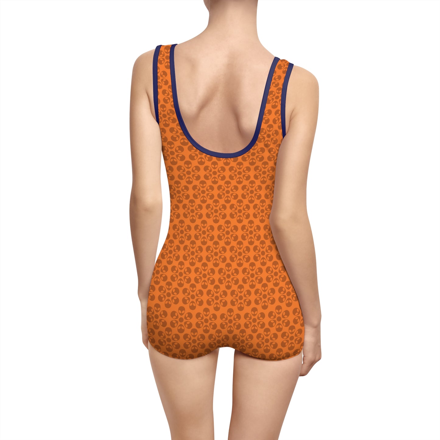 Womens Vintage Swimsuit  Alien Flowers Crusta