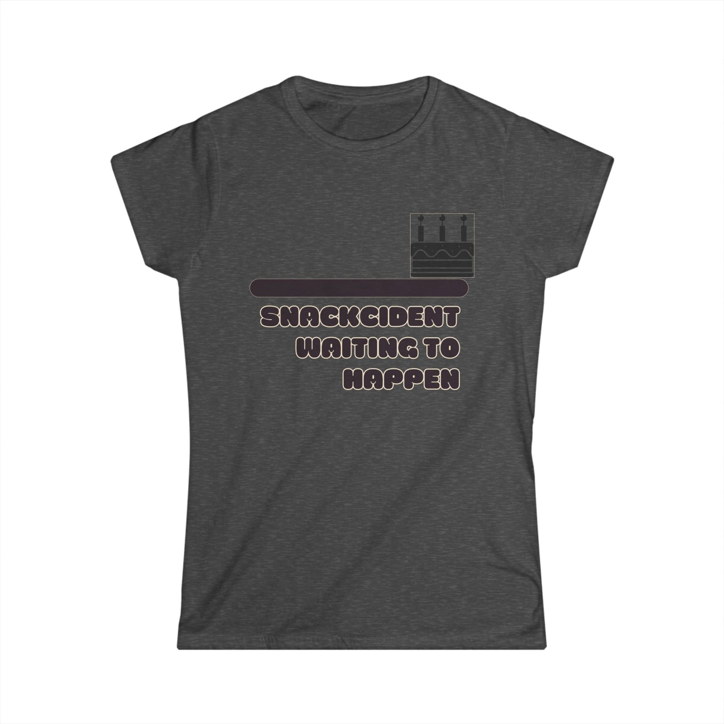 Funny Women's Softstyle Tee | Snackcident Shirt, Gift for Food Lovers, Birthday Pajama Top, Casual Wear, Humor Tee