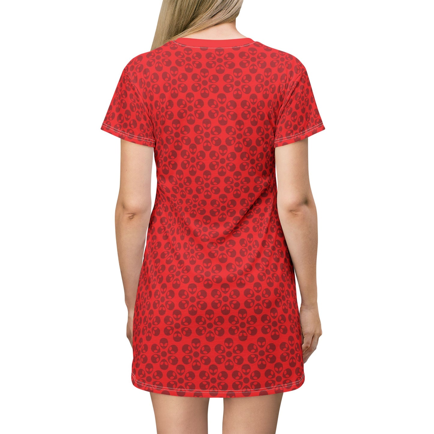 Floral Pattern TShirt Dress Casual Summer Dress Cute Dress for Women Floral Print Dress Trendy Everyday Wear Perfect for Beach Alien Flowers Red