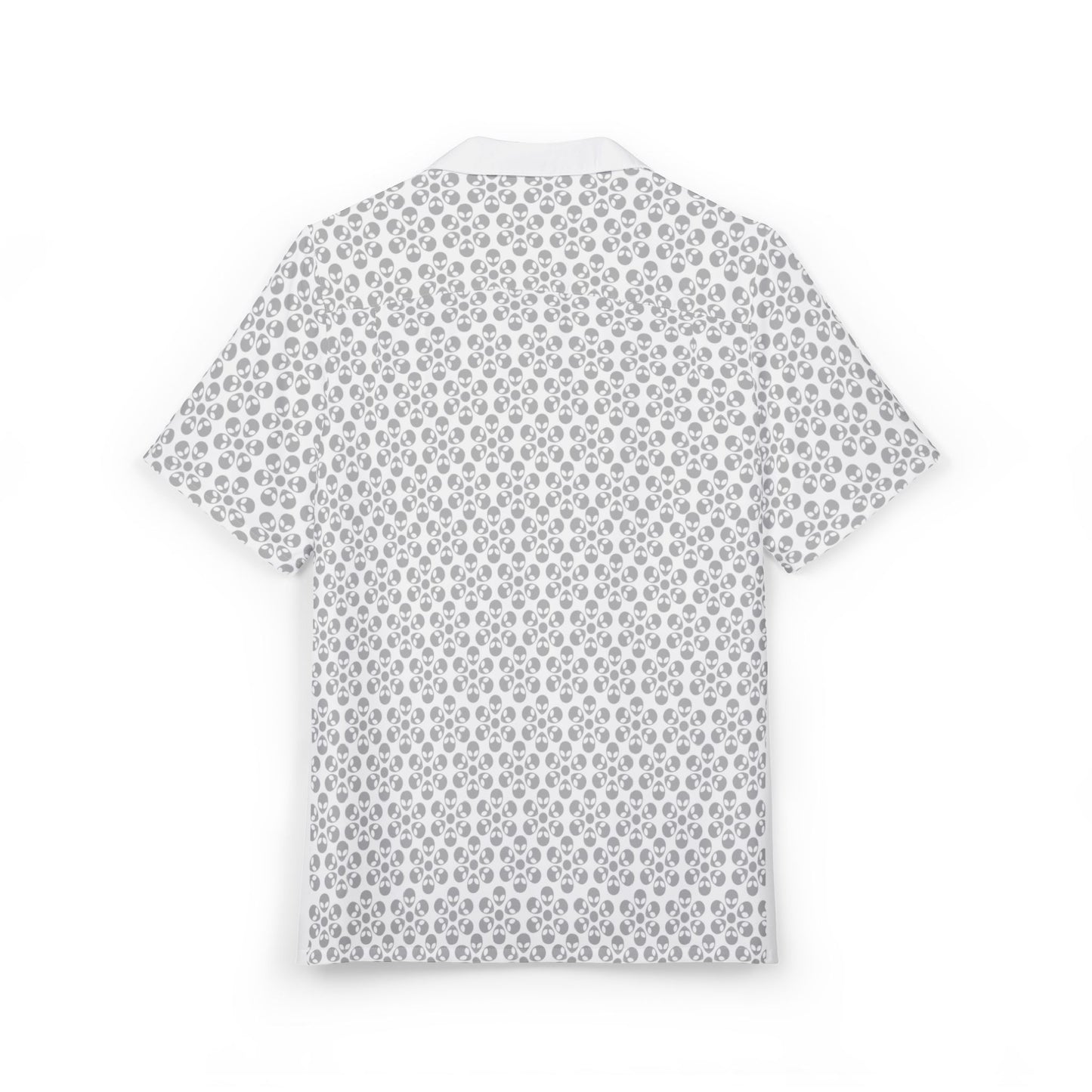 Unisex Hawaiian ButtonDown Shirt  Tropical Vibe Summer Apparel Beachwear Vacation Outfit Casual Wear Alien Flowers White