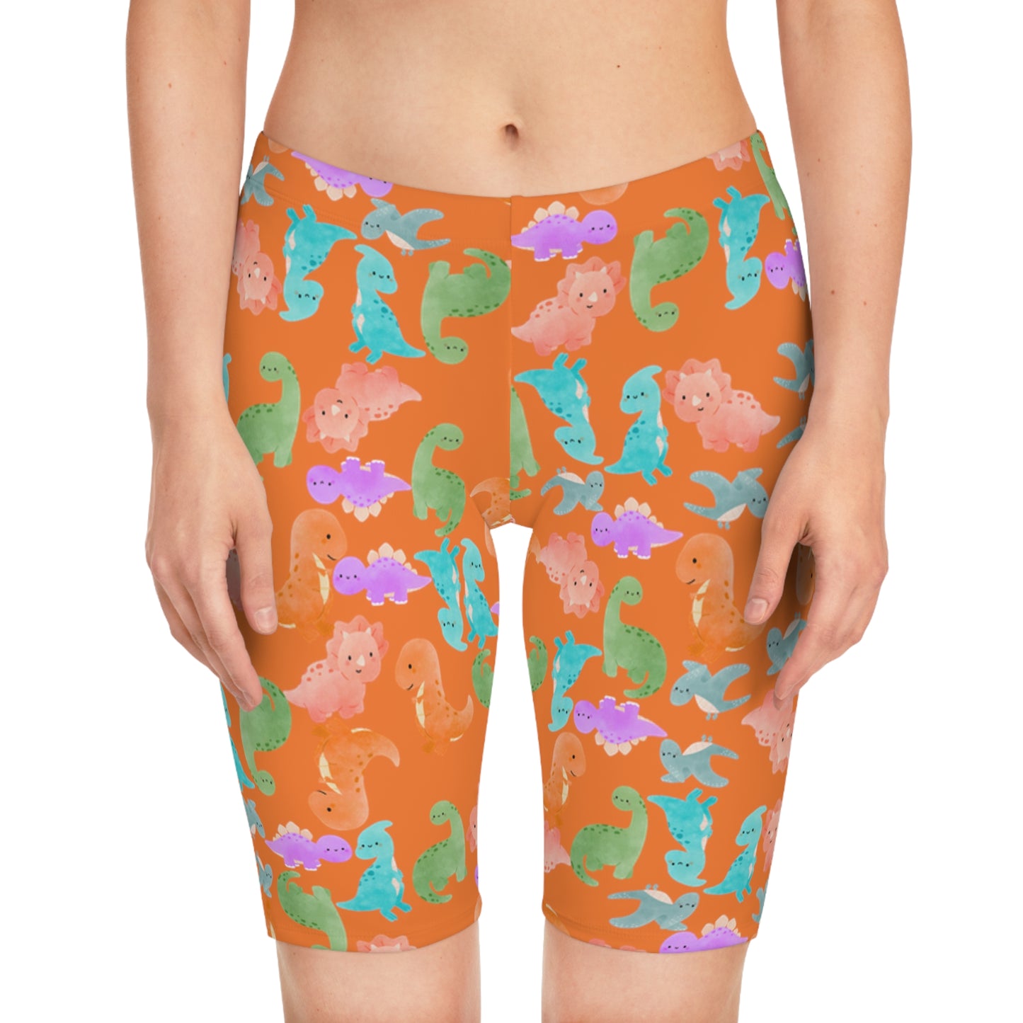 Womens Bike Shorts  Rainbow Dinos Crusta