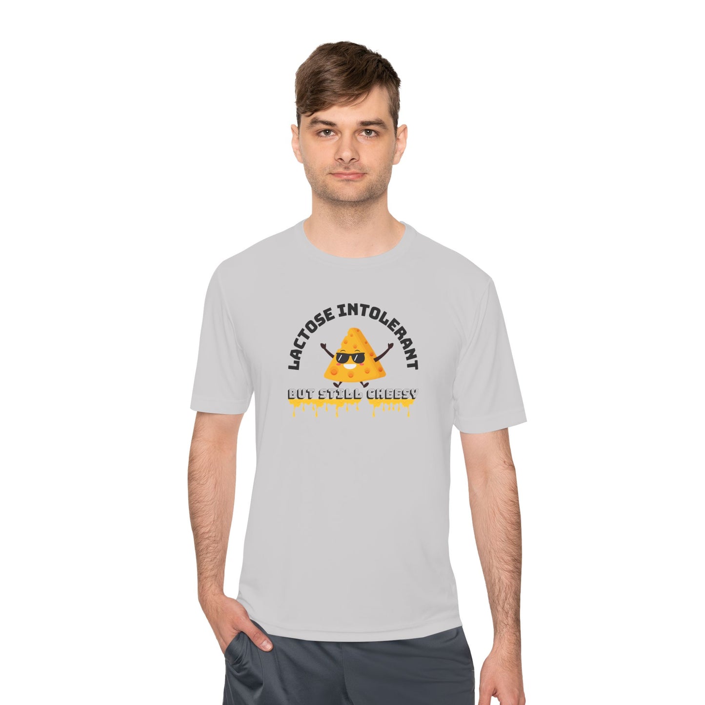 Lactose Intolerant But Still Cheesy Tee - Fun Unisex Moisture Wicking T-Shirt for Foodies, Great for Birthdays, Gifting, and Casual [...]