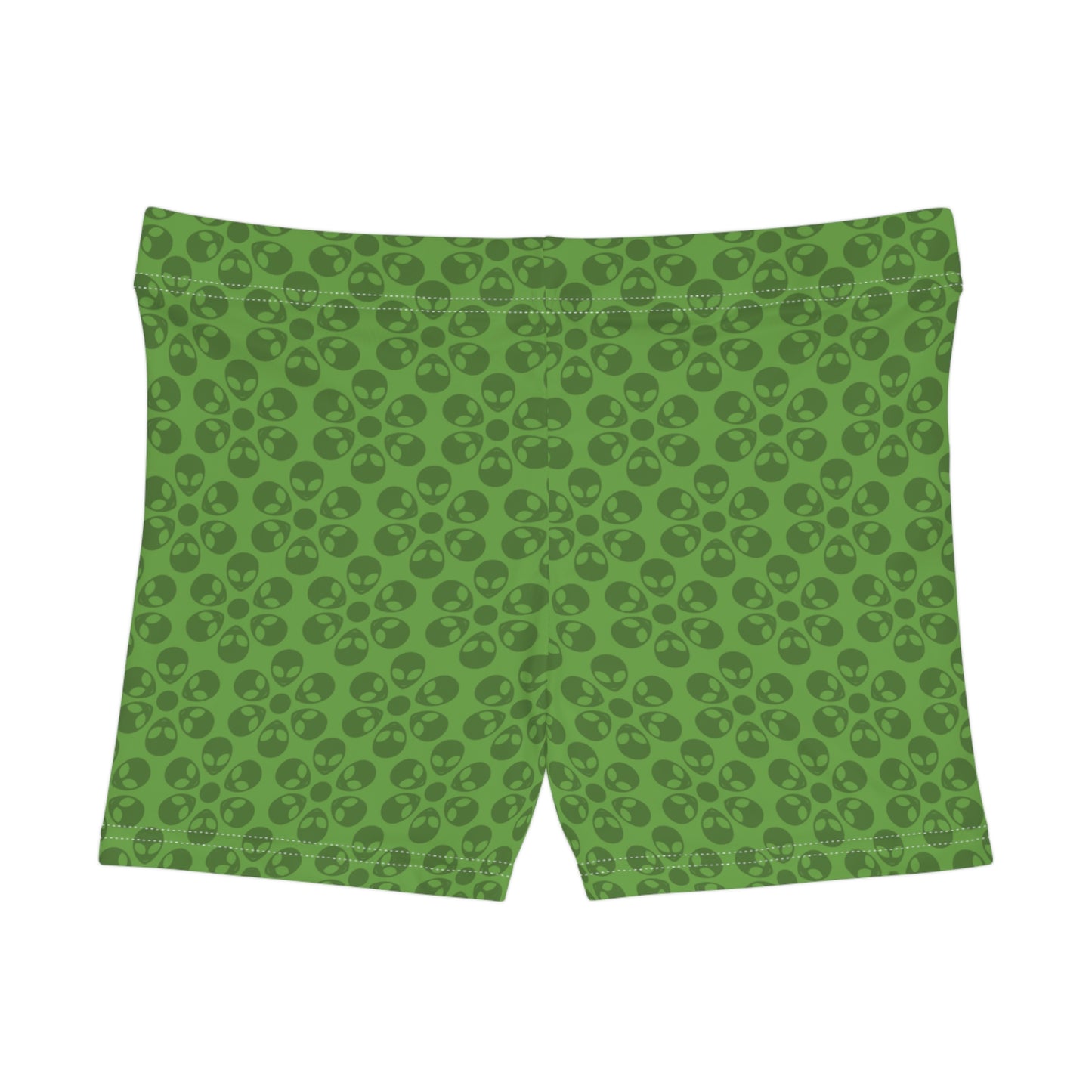 Alien Pattern Womens Shorts for Casual Summer Days Beach Wear Festival Outfit Relaxed Style Alien Flowers Green