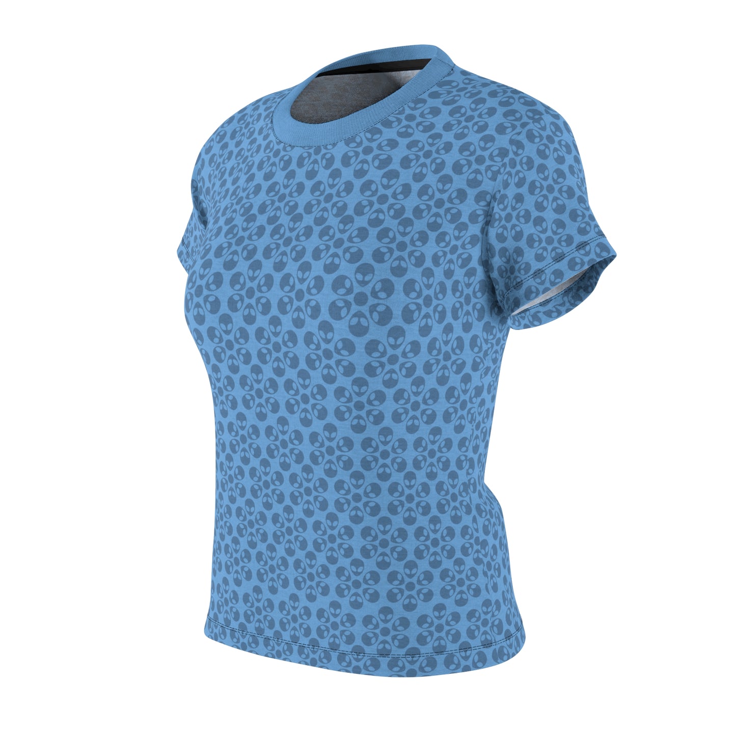 Stylish Womens Floral Tee  Casual Trendy Summer Fashion Gift for Her Short Sleeve Top Alien Flowers Light Blue