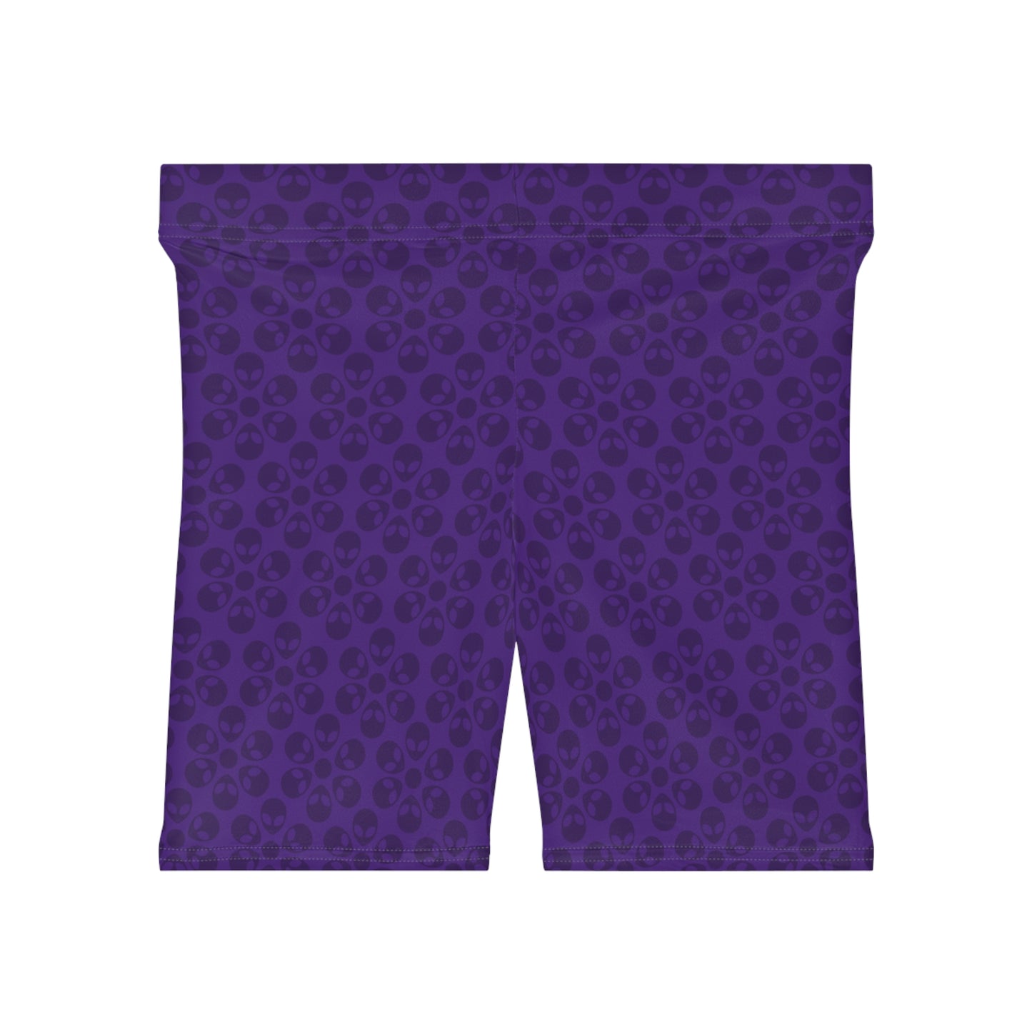Womens Alien Pattern Biker Shorts Trendy Activewear Casual Cycling Shorts Festival Outfit Summer Essentials Alien Flowers Purple