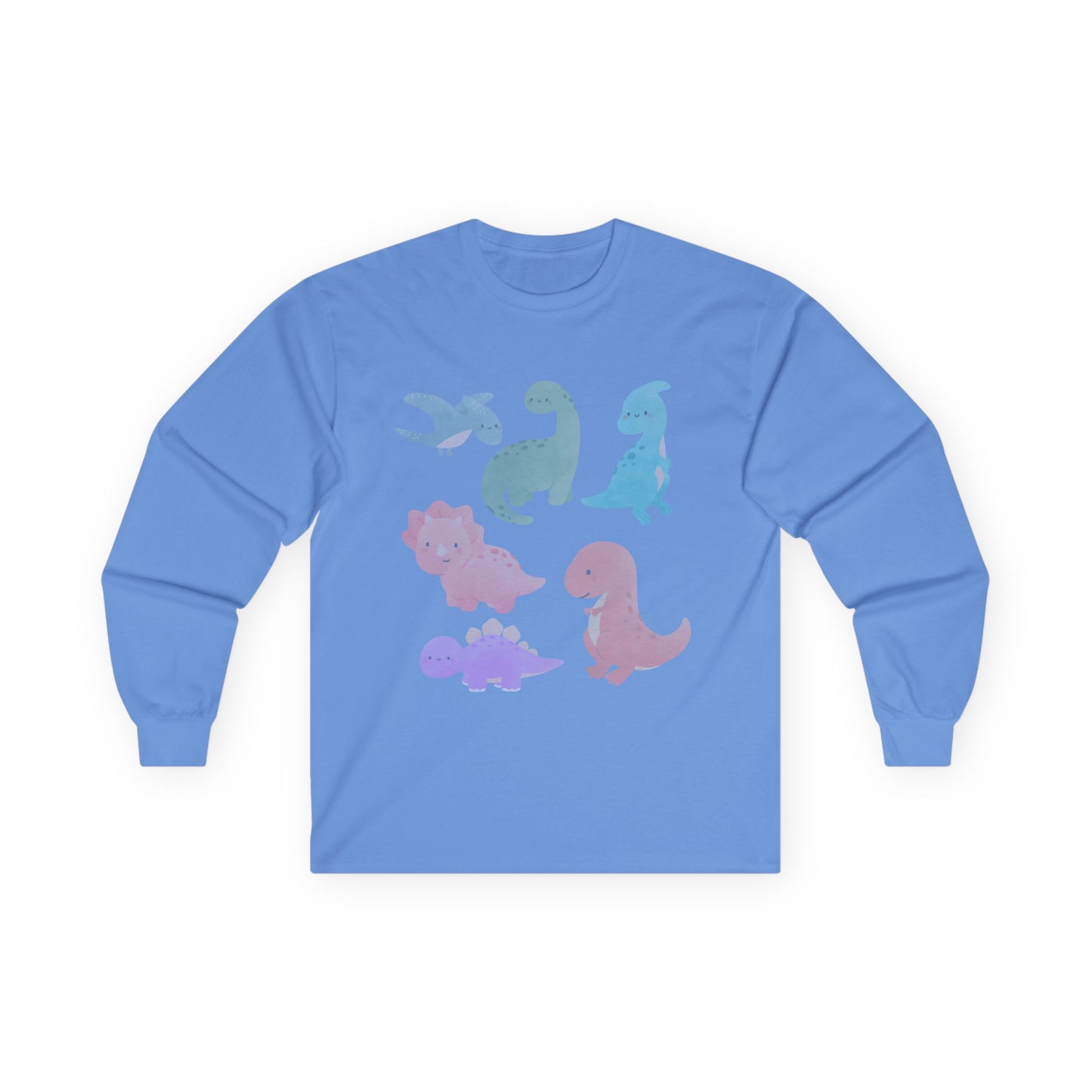 Cute Dinosaur Long Sleeve Tee, Unisex Dino Shirt, Kids and Teens Gift, Fun Casual Wear, Ideal for Birthdays, Holidays, and Everyday