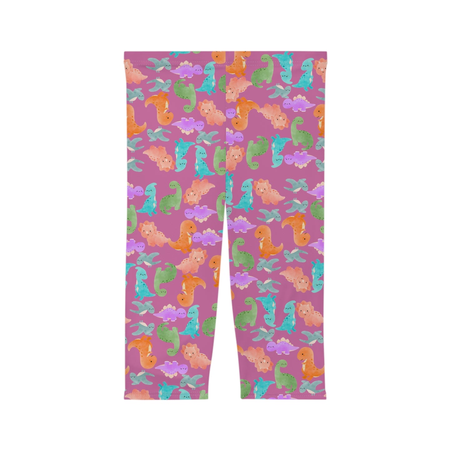 Women’s Capri Leggings  Rainbow Dinos Light Pink