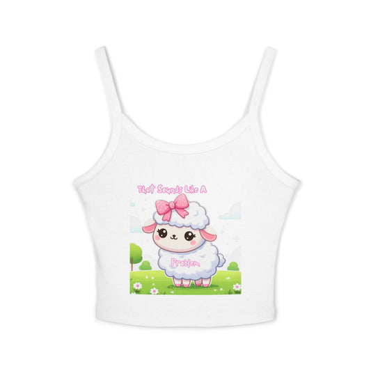 Cute Sheep Graphic Women&#039;s Spaghetti Strap Tank Top - Fun & Playful Design for Spring/Summer
