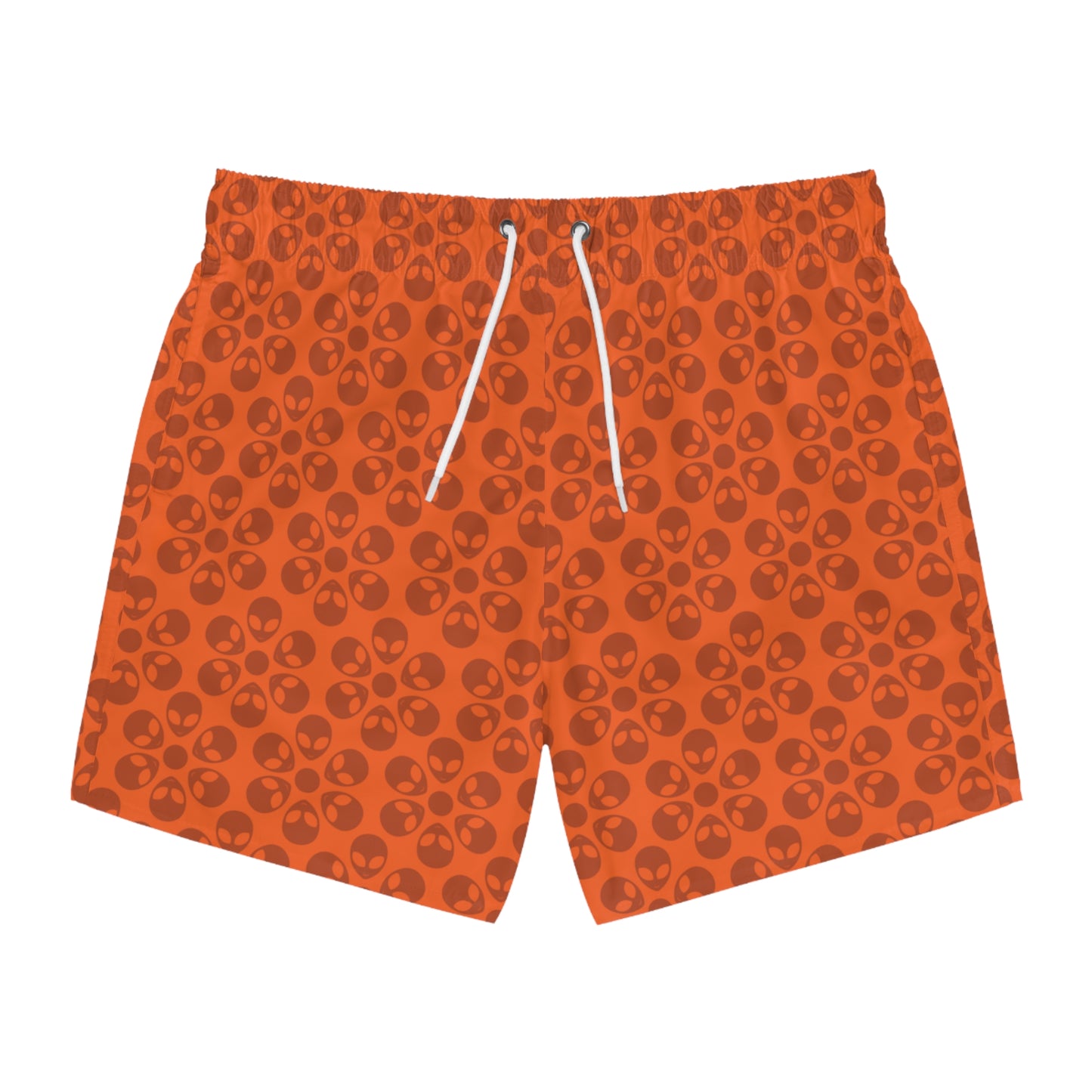 Stylish AOP Swim Trunks for Beach Days Summer Fun Pool Parties Vacation Wear Gift for Him Alien Flowers Orange