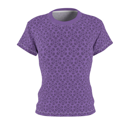 Stylish Womens Floral Tee  Casual Trendy Summer Fashion Gift for Her Short Sleeve Top Alien Flowers Light Purple