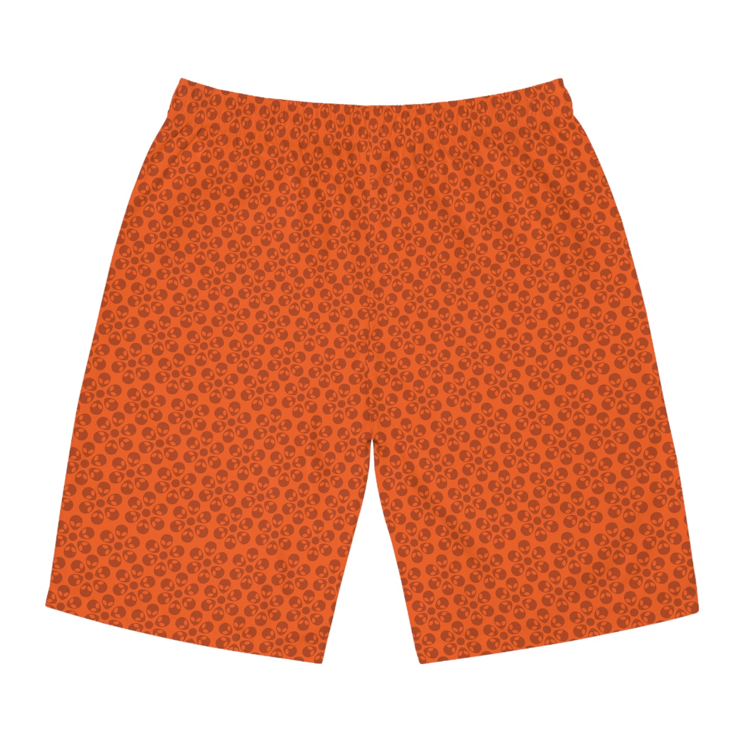 Mens Floral Print Board Shorts Summer Swimwear Beach Attire Vacation Ready Casual Everyday Shorts Alien Flowers Orange