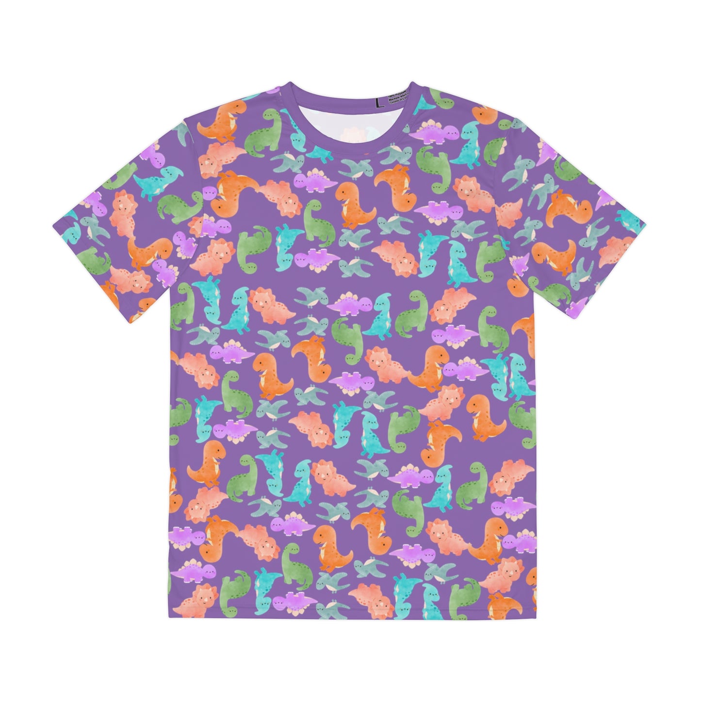 Colorful Dino Tee  Fun Playful Shirt for Ocean Lovers Casual Wear Summer Outfits Beach Activities Gifts for Him Rainbow Dinos Light Purple