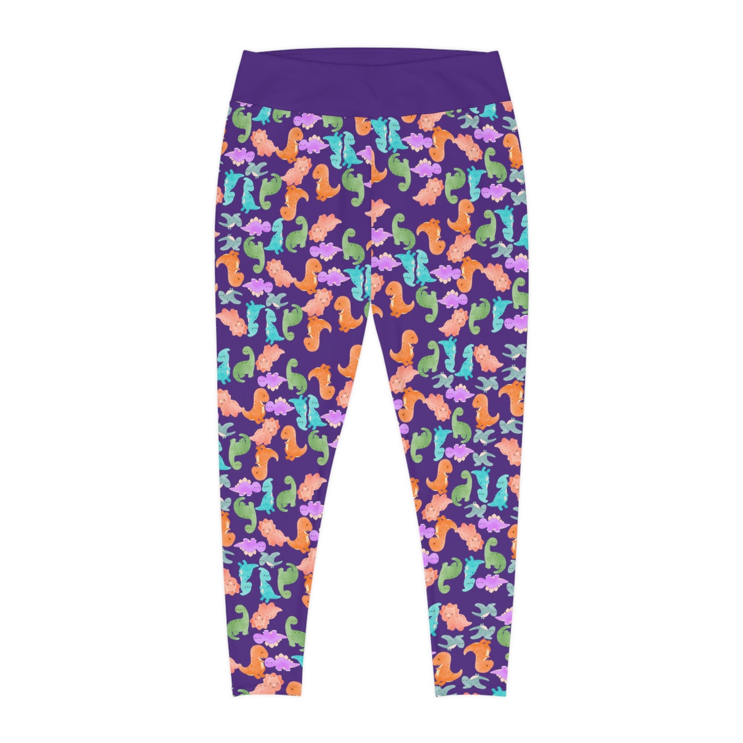 Plus Size Leggings Rainbow Dinos Purple