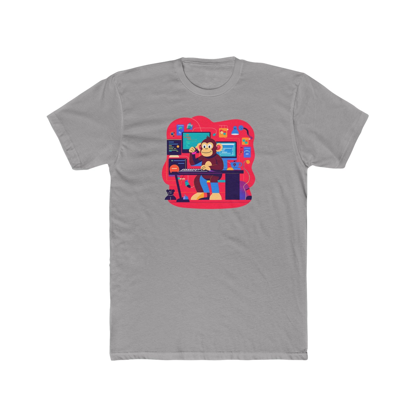 Playful Monkey Themed Unisex Cotton Crew Tee, Fun Gamer Shirt, Casual Tee, Graphic Tee, Gift for Kids and Teens
