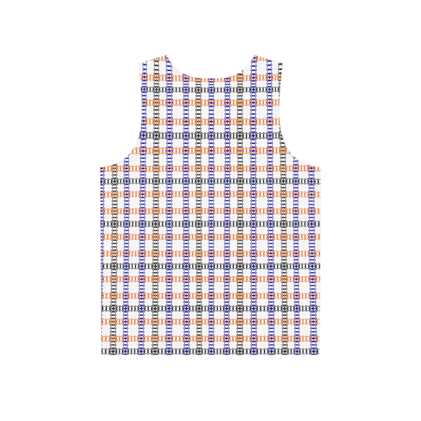 Plaid Mens Tank Top Casual Summer Wear Beach Attire Festival Outfit Comfortable Layering Piece Train Tracks Pink