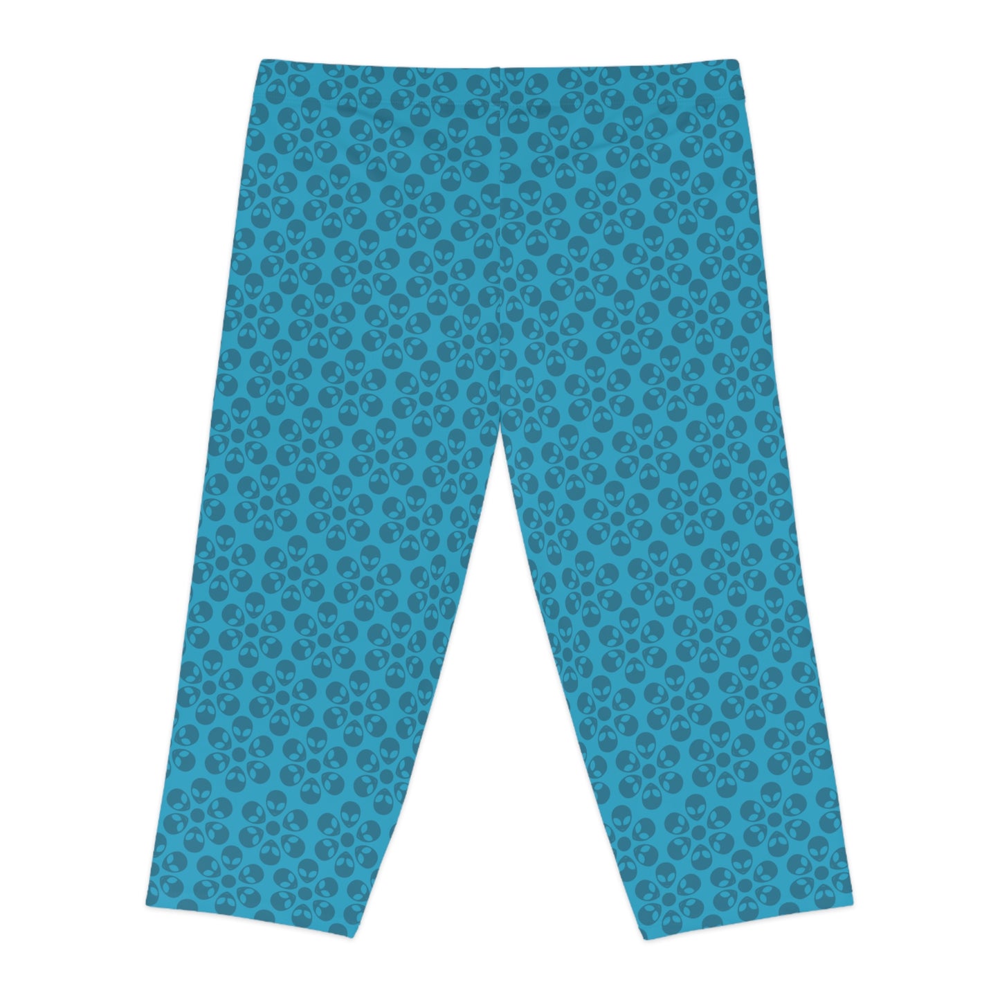 Womens Capri Leggings Alien Flowers Turquoise
