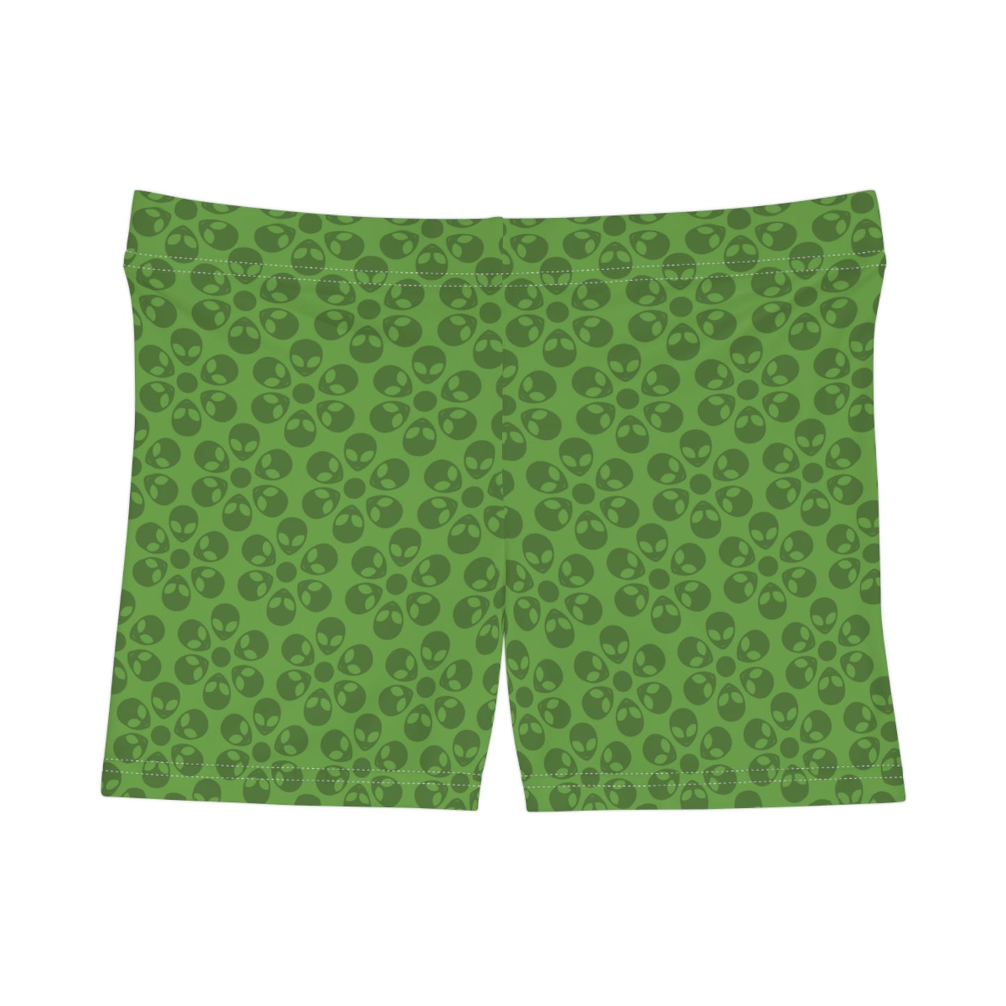 Alien Pattern Womens Shorts for Casual Summer Days Beach Wear Festival Outfit Relaxed Style Alien Flowers Green
