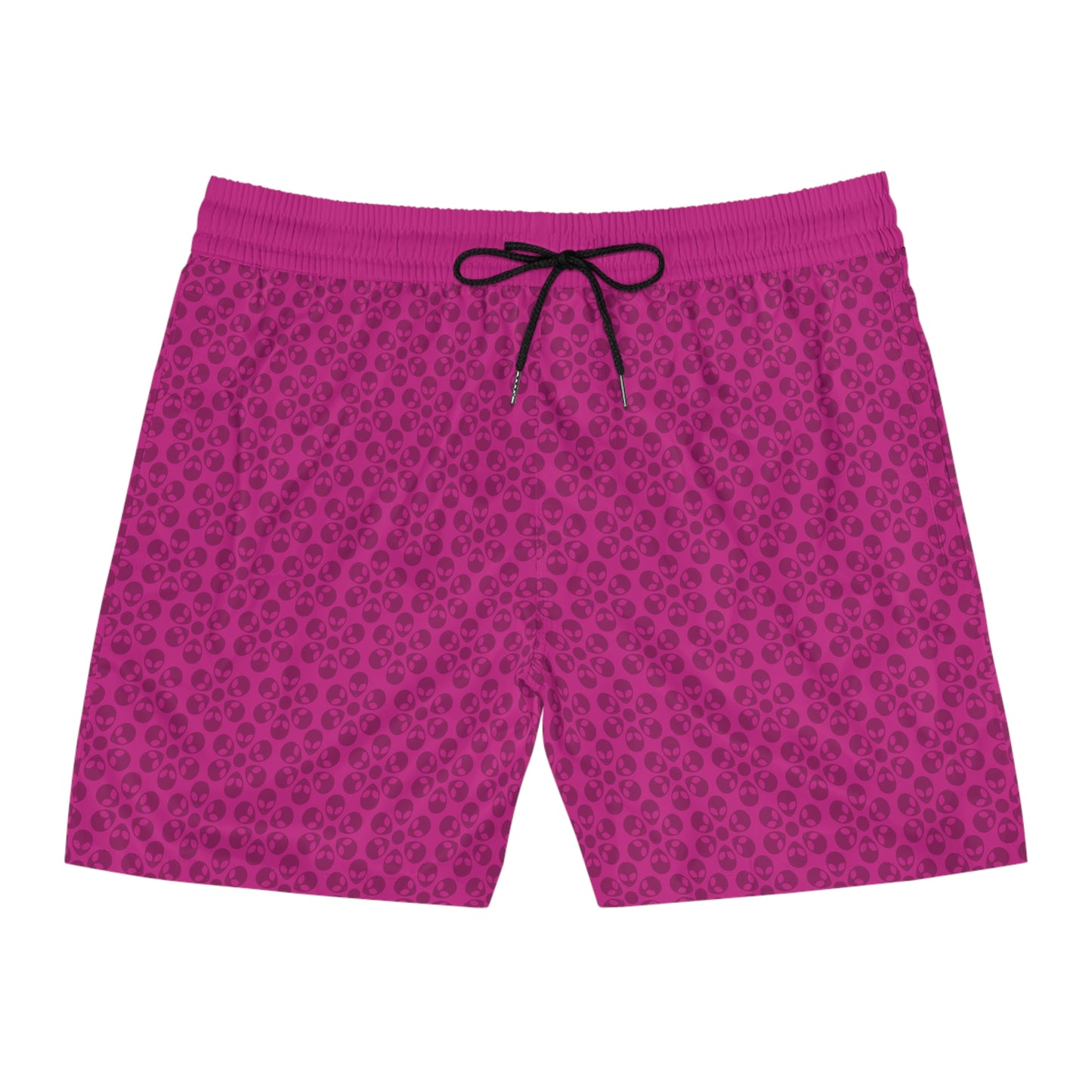 Stylish Mens MidLength Swim Shorts Beachwear Vacation Essentials Poolside Comfort Summer Outfit Trendy Swimwear Alien Flowers Pink