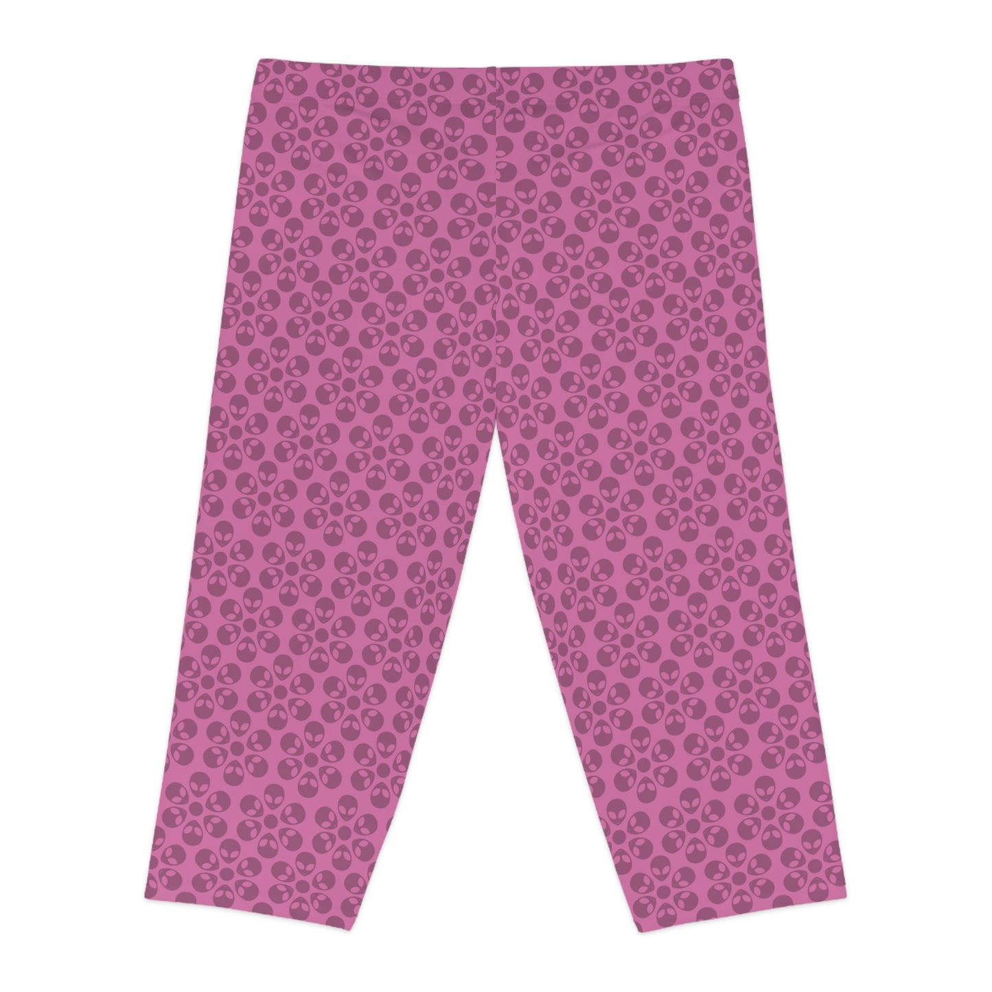 Womens Capri Leggings Alien Flowers Light Pink
