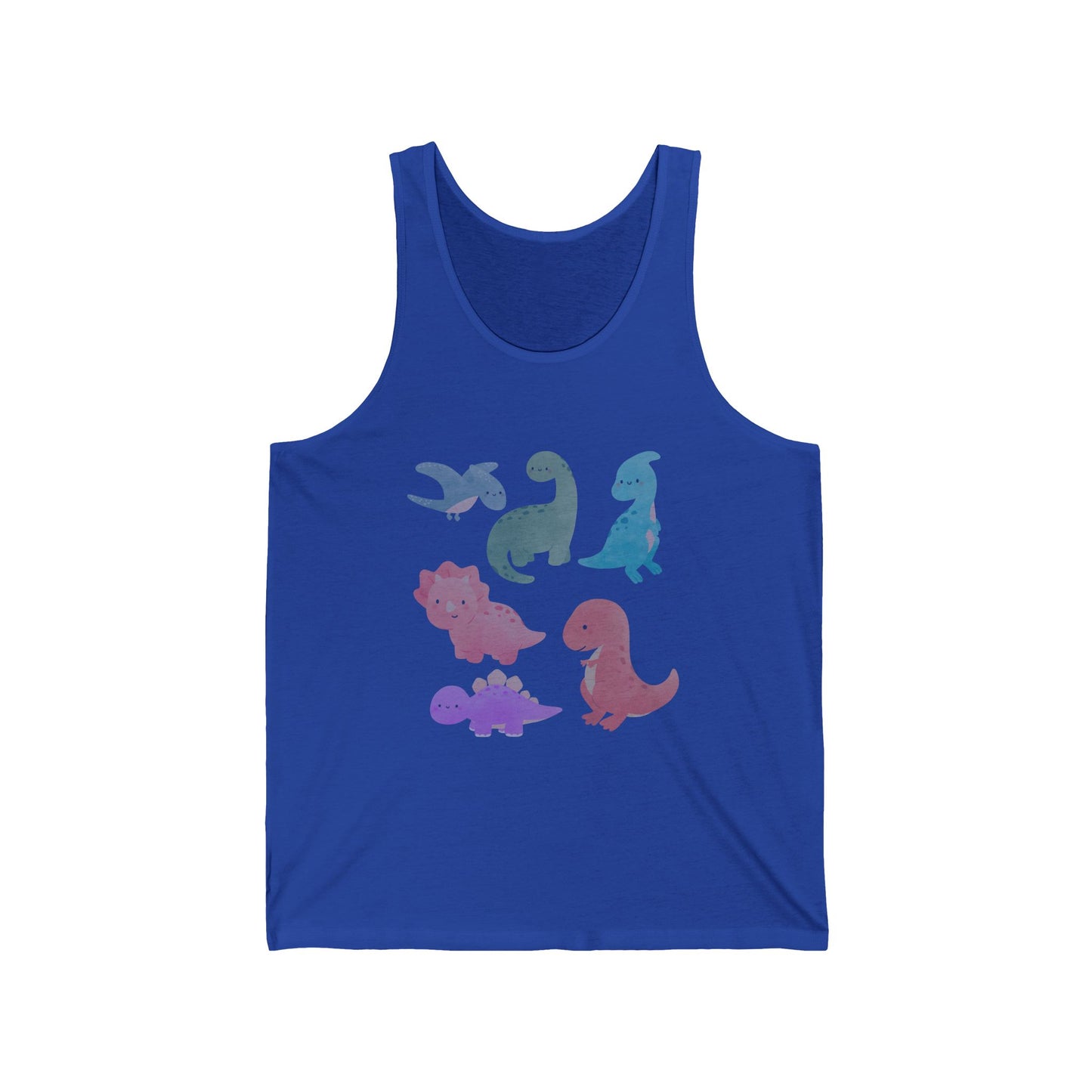 Dinosaur Graphic Unisex Jersey Tank | Fun Summer Top, Cute Gift for Kids and Adults, Dinosaur Lovers, Birthday Party, Casual Wear