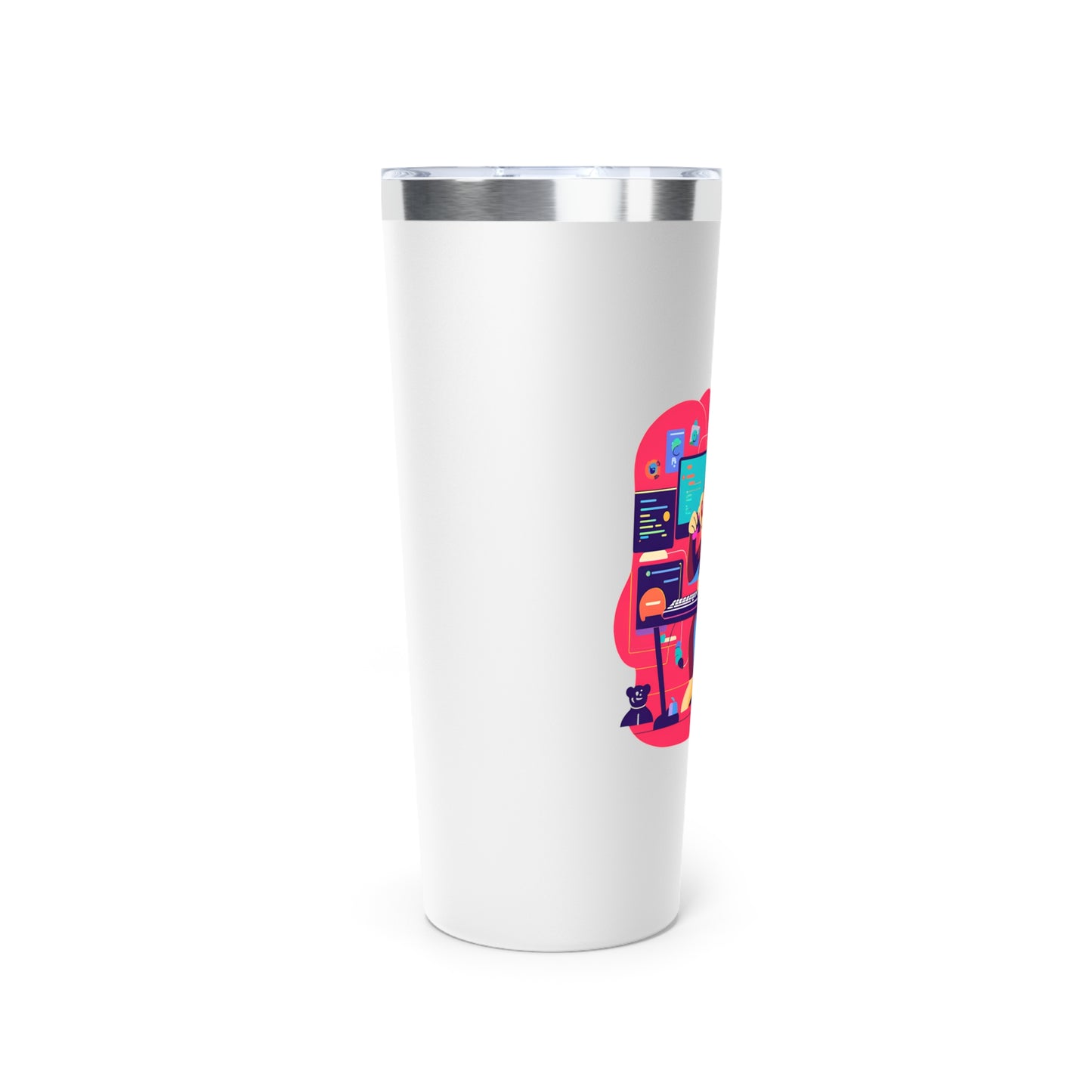 Cute Monkey Gamer Tumbler, 22oz Copper Insulated Drinkware, Perfect for Work & Play, Birthday Gift, Travel Mug, Fun Desk Accessory