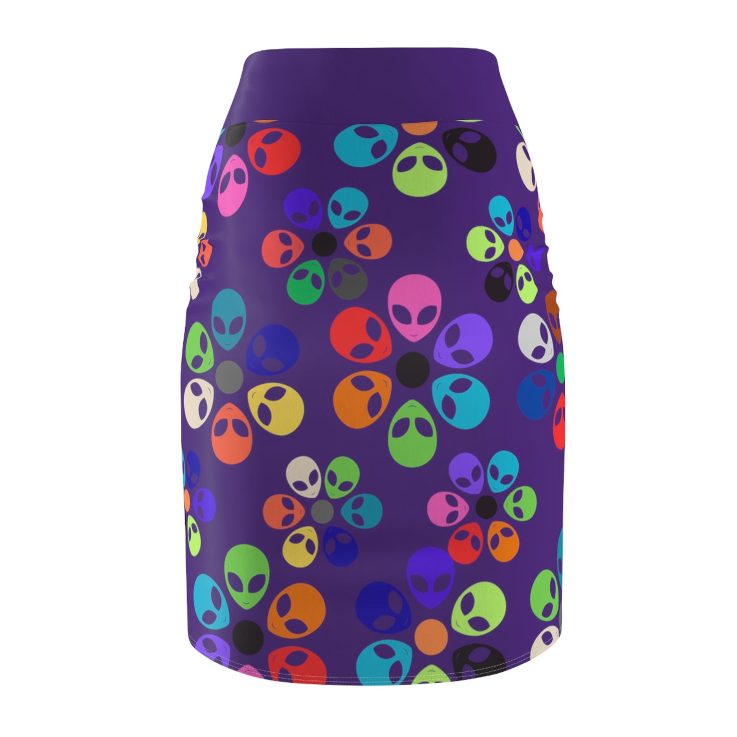 Colorful Alien Floral Womens Pencil Skirt Trendy Skirt for Spring Fashion Party Wear Festival Outfit Gift for Her Alien Rainbow Flowers Purple