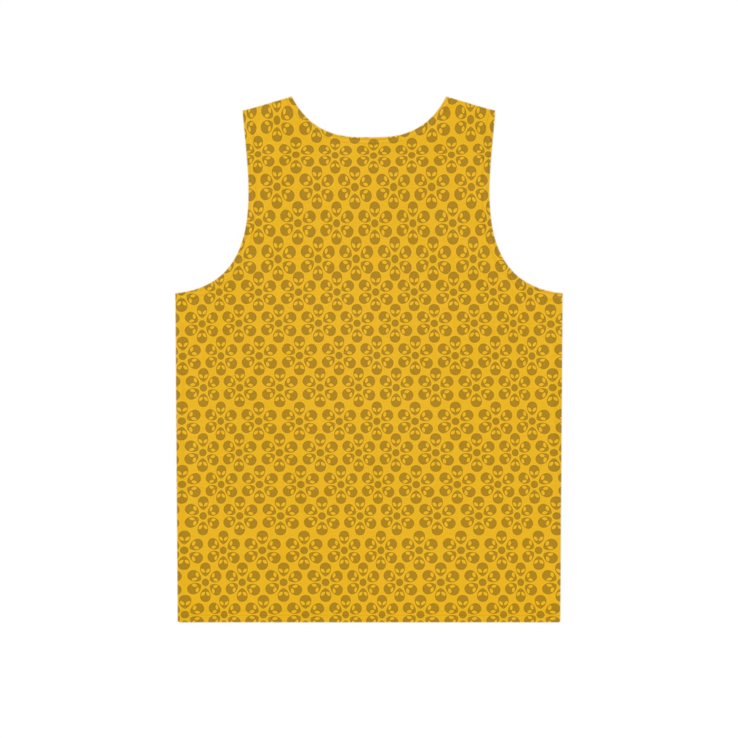 Stylish Mens Tank Top  AOP Leopard Print Summer Wear Fitness Gear Casual Apparel Trendy Vacation Outfit Alien Flowers Yellow