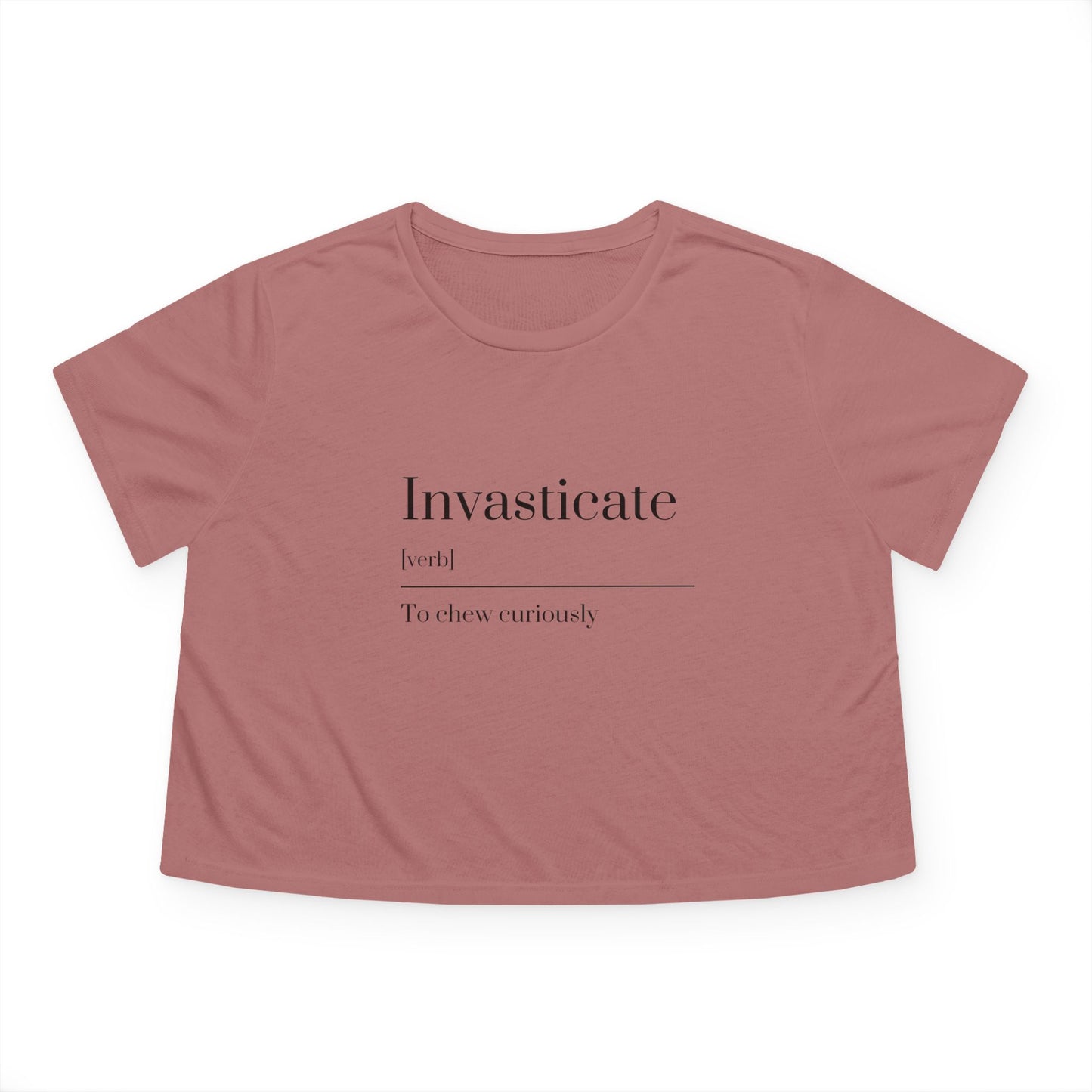 Women's Flowy Cropped Tee with 'Invasticate' Design, Casual T-Shirt, Gift for Language Lovers, Trendy Summer Top, Stylish Graphic Tee