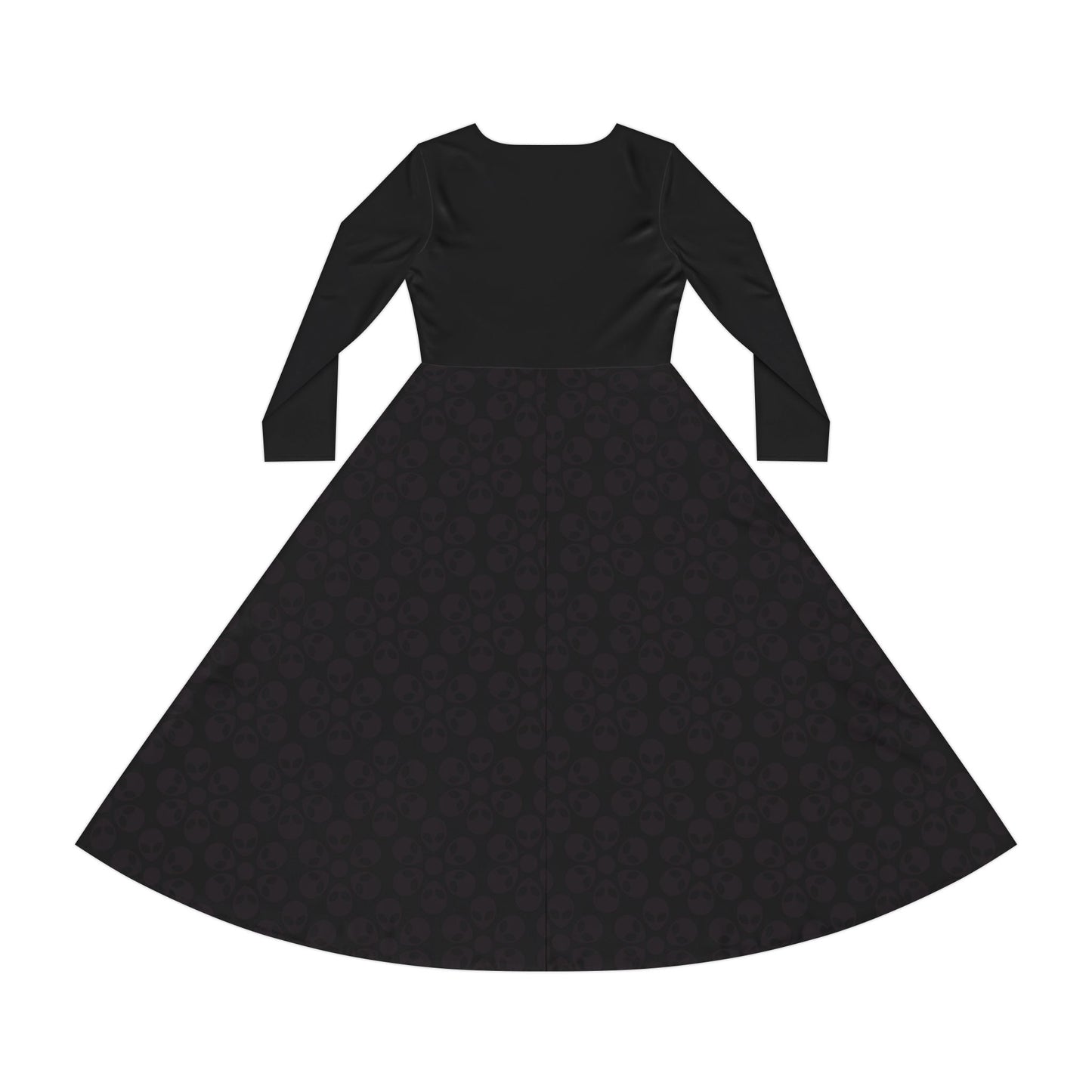 Womens Long Sleeve Dance Dress Alien Flowers Black