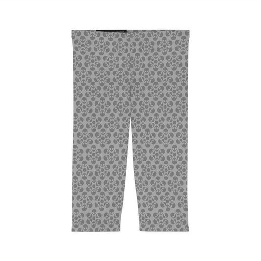 Women’s Capri Leggings Alien Flowers Light Grey