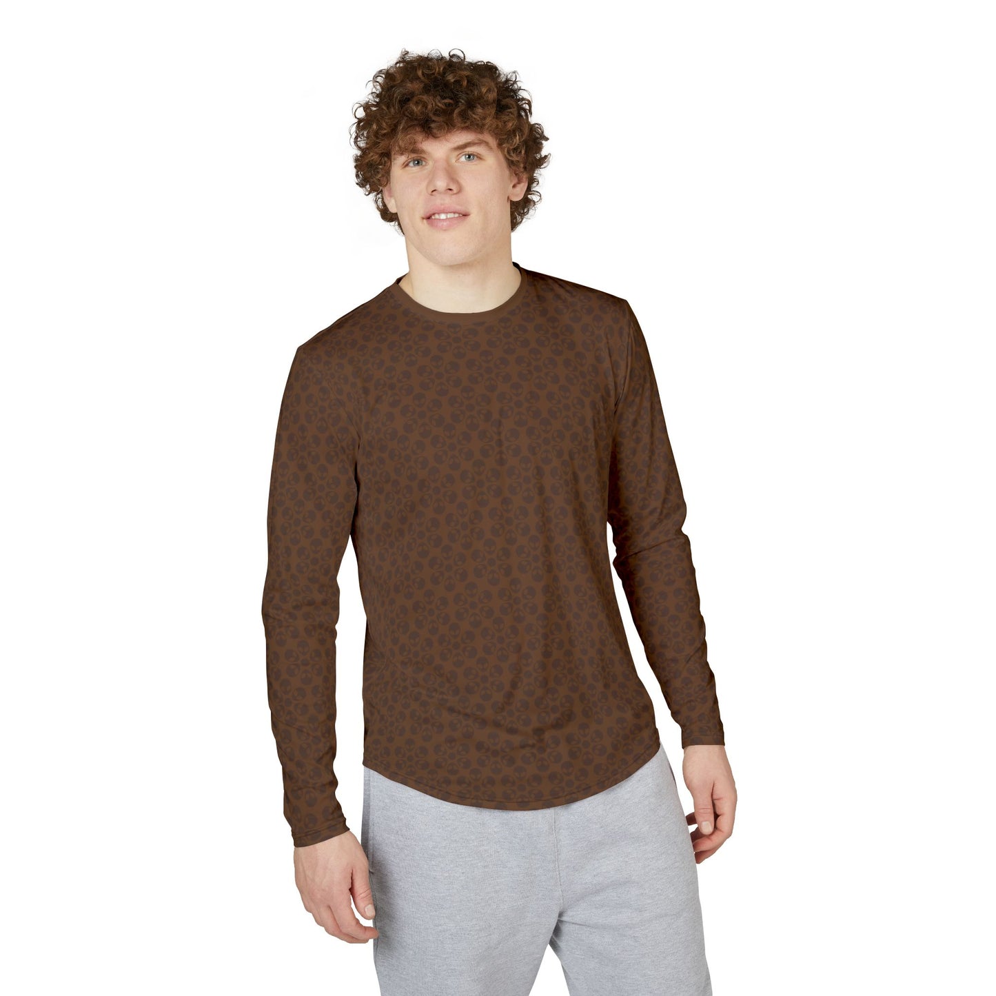 Mens UV Protection Long Sleeve Shirt  Alien Flowers Brown