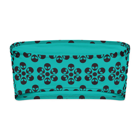 Alien Flowers - Recycled bandeau bikini top - Iris Blue.