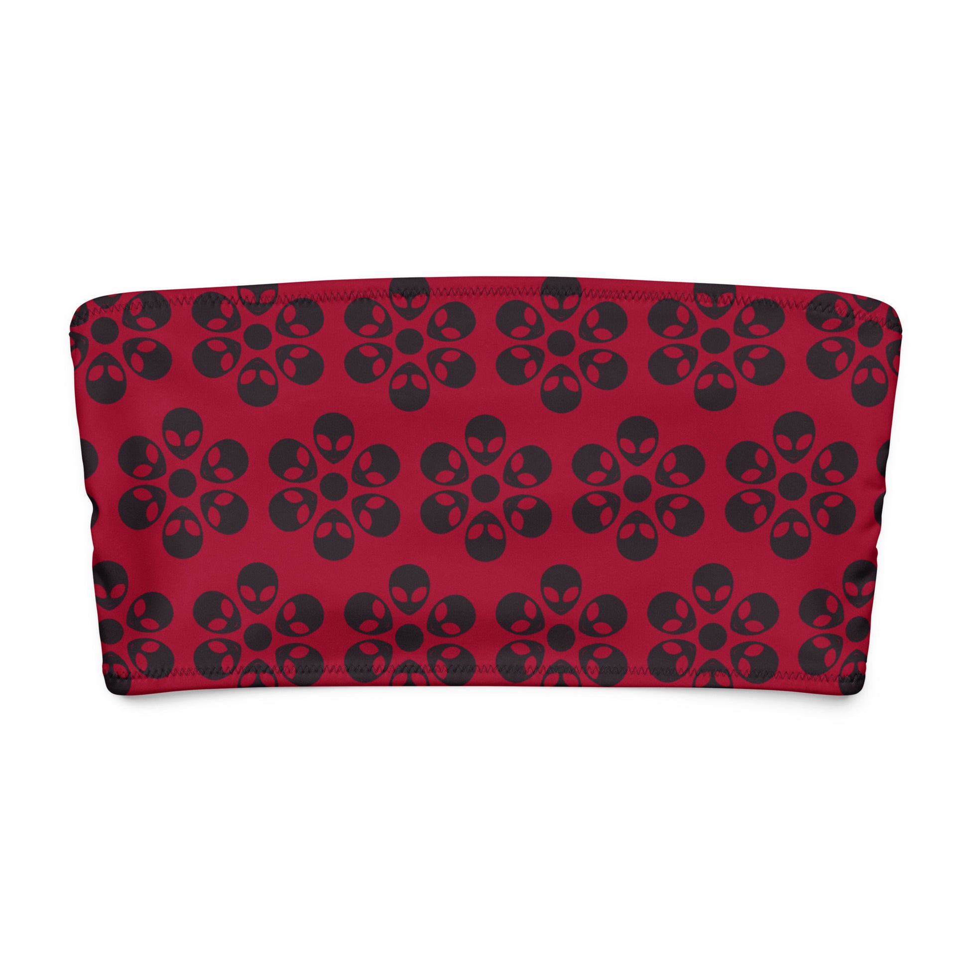Alien Flowers - Recycled bandeau bikini top - Carmine.