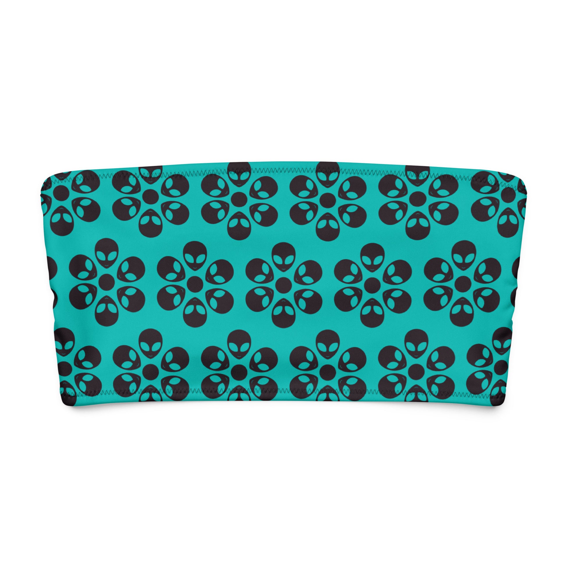 Alien Flowers - Recycled bandeau bikini top - Iris Blue.