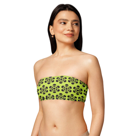 Alien Flowers - Recycled bandeau bikini top - Mindaro.