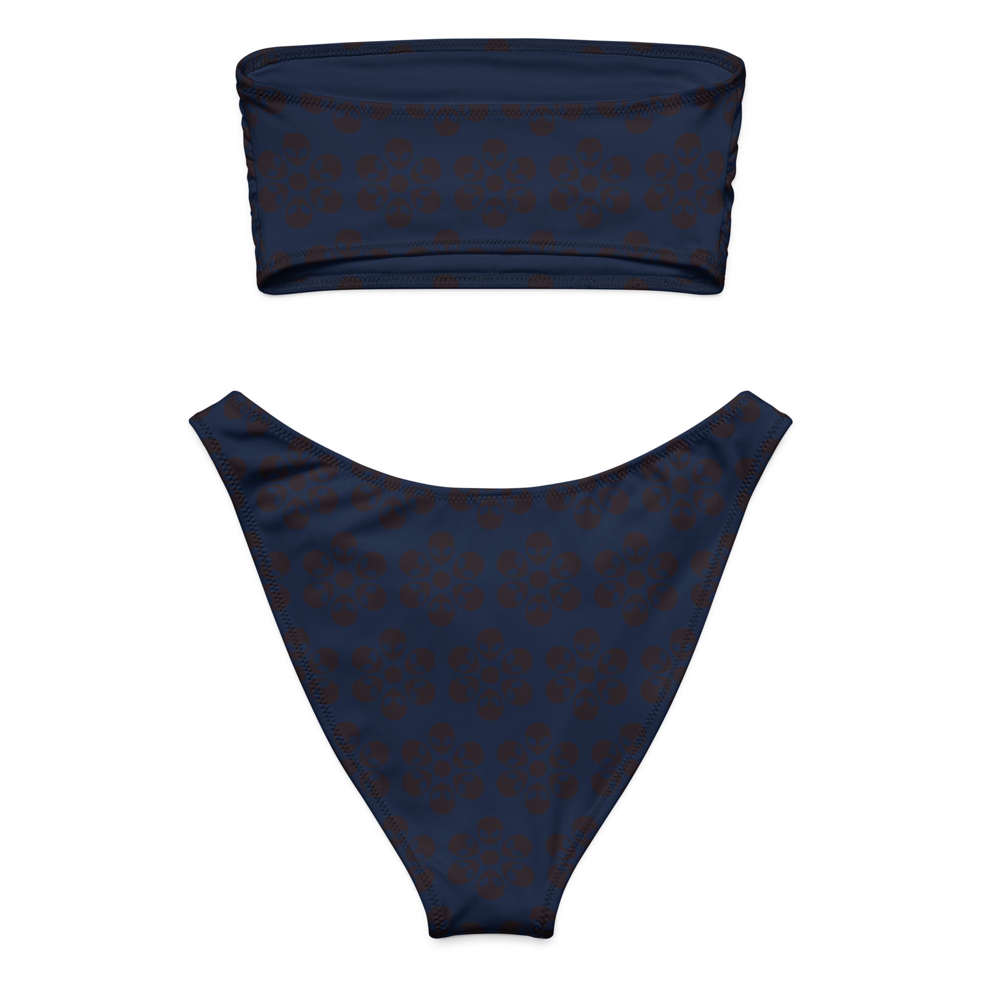 Alien Flowers - Recycled bandeau bikini - Navy.