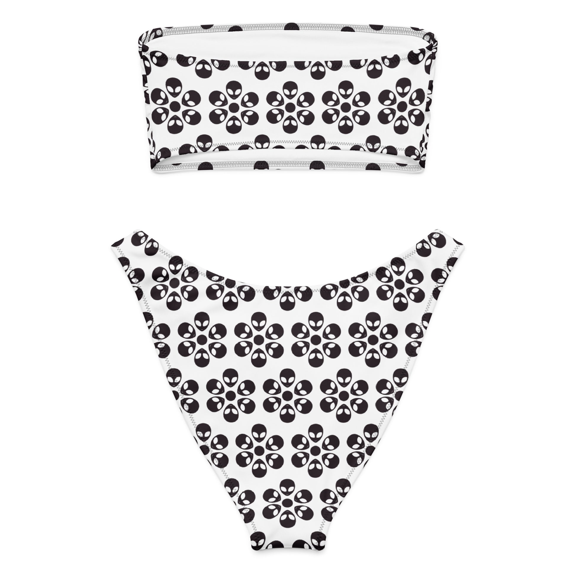 Alien Flowers - Recycled bandeau bikini - White.