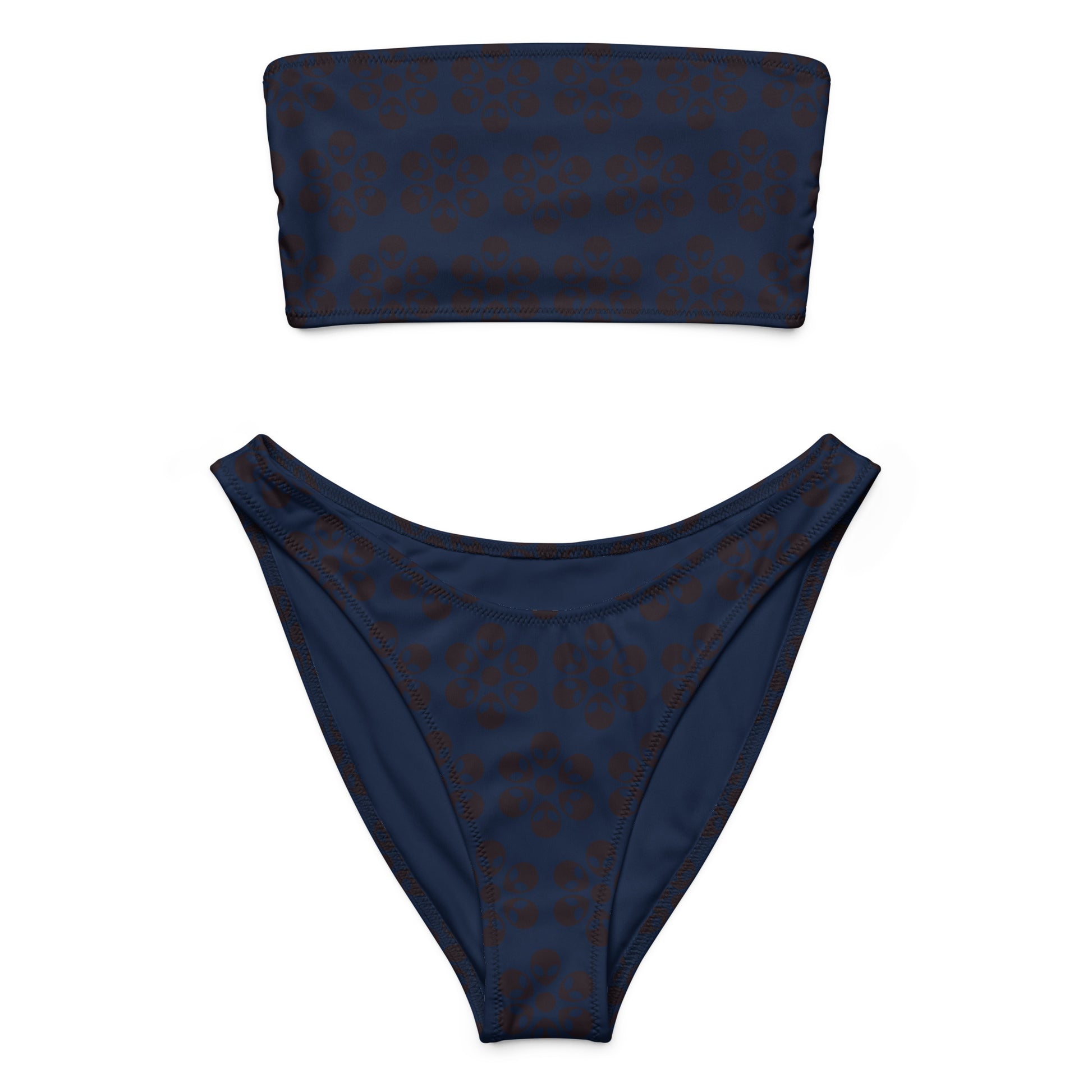 Alien Flowers - Recycled bandeau bikini - Navy.