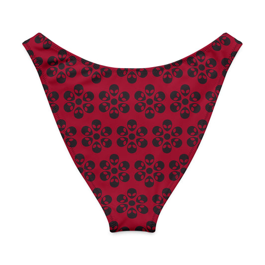 Alien Flowers - Recycled V-cut bikini bottom - Carmine.